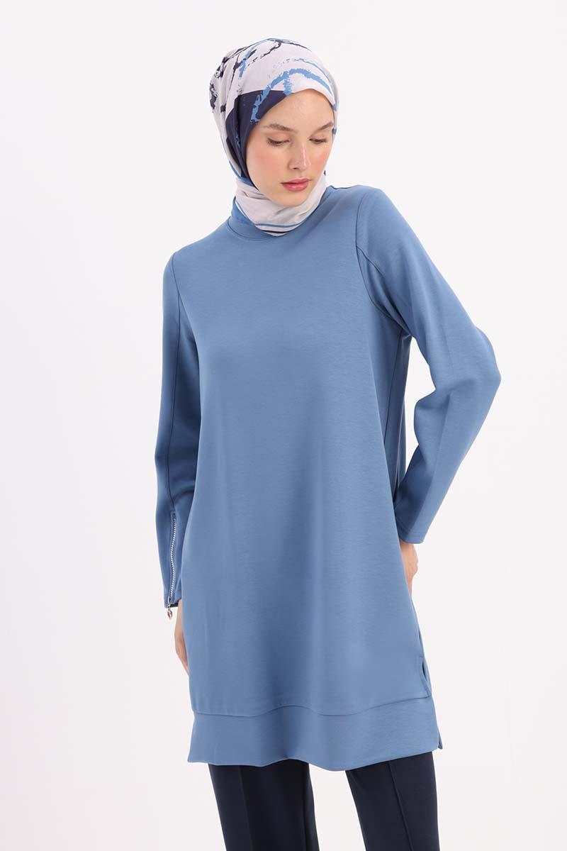 Mavi-Kolu Fermuarlı Tunik | ALLDAY