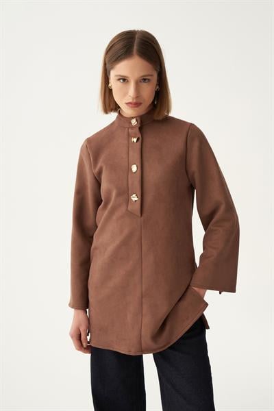 kahve-gold-dugmeli-suet-tunik-