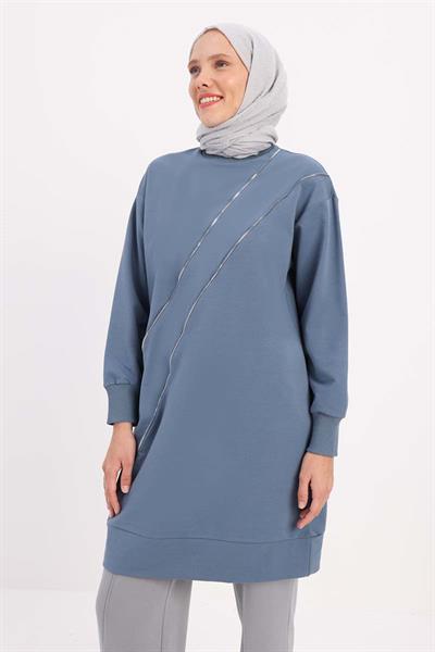 mavi-sus-fermuarli-sweat-tunik