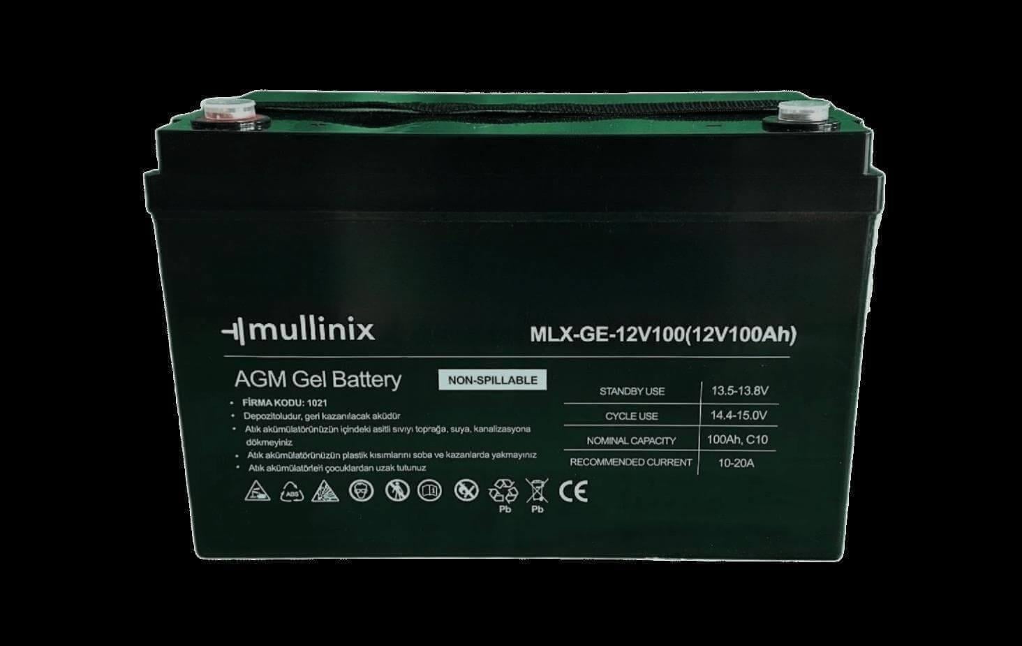 Mullinix GE Serisi 12V 100Ah AGM Jel Akü