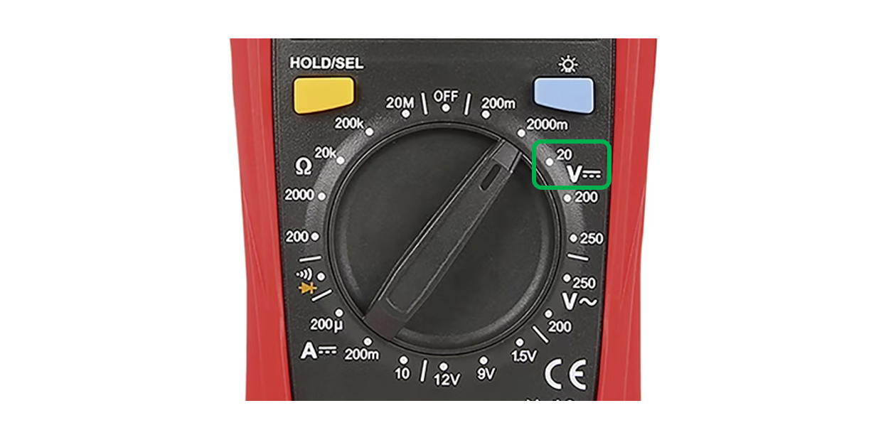 DC Voltaj Ölçüm modunun Multimetre üzerinde seçilmesi