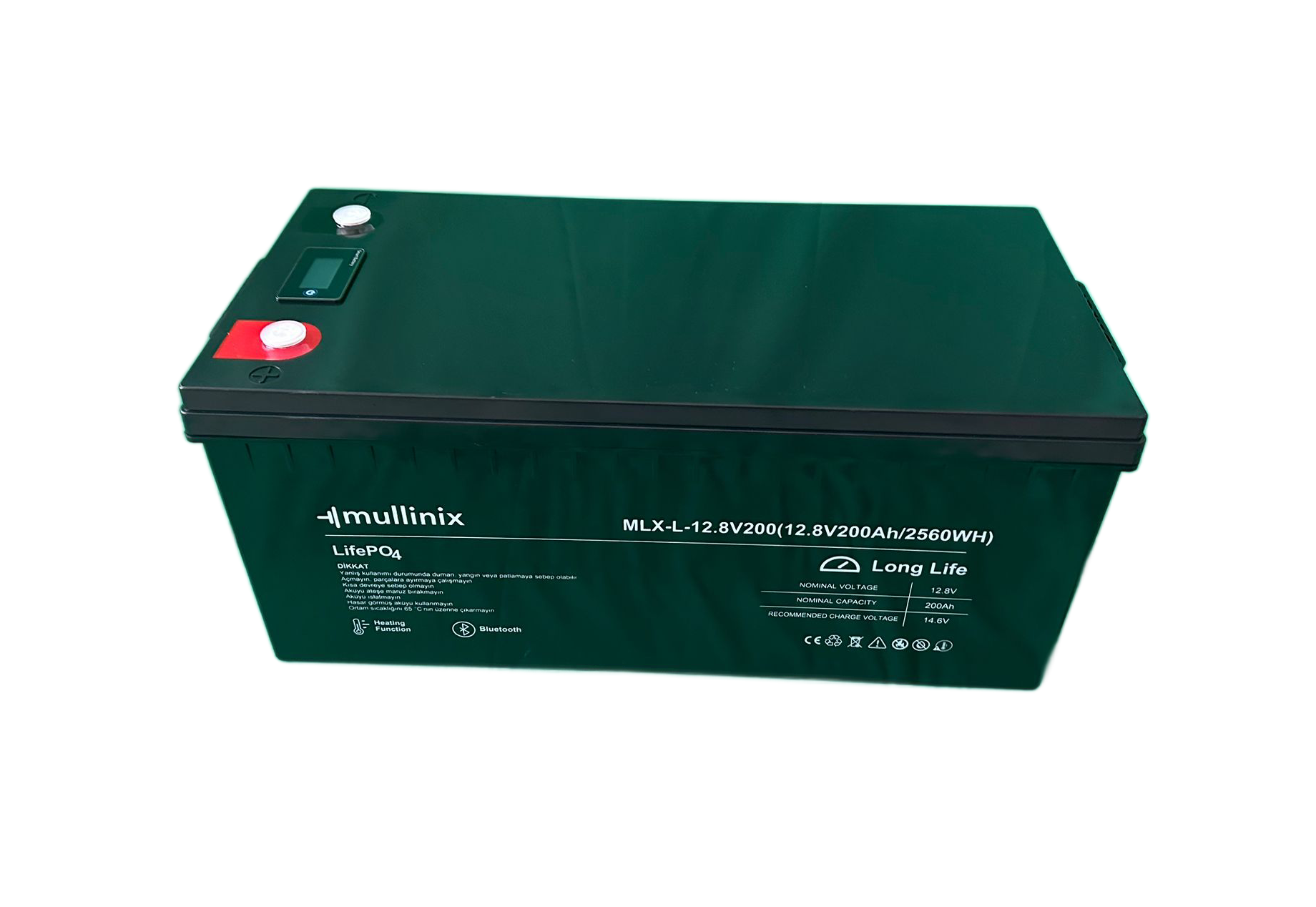 12.8V 200Ah LiFePO4 Akü Bluetooth & Heating Function