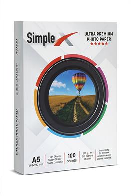 Simplex A5 (148X210mm) Gloss (Parlak) Ultra Premium Photo Paper 100'lük 