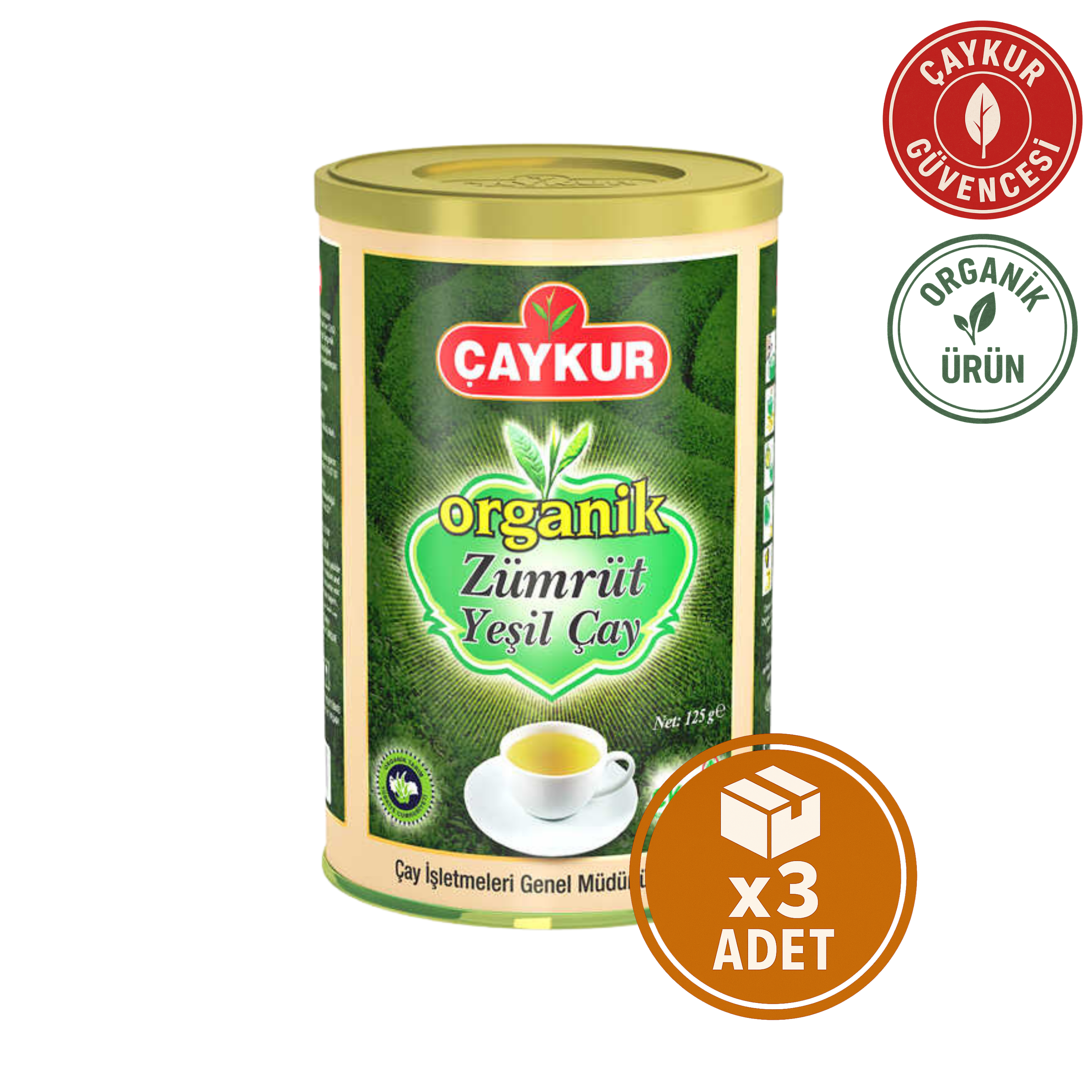 Çaykur Organik Zümrüt Yeşil Çay 125 gr x 3 Adet