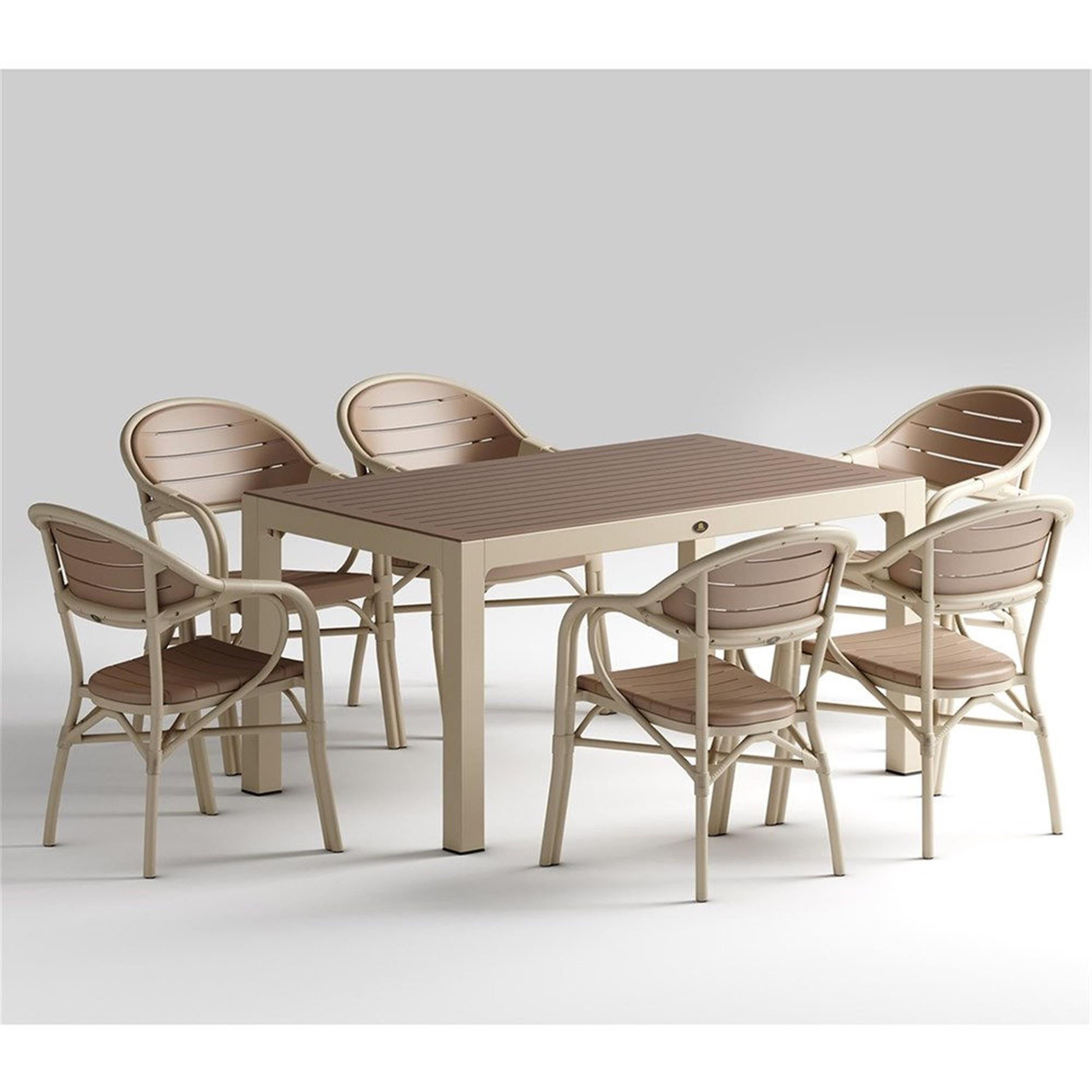 Novussi Beyaz Fildişi Bamboo 6' Lı Bahçe Mobilyası (0019-10-228-04-224584)