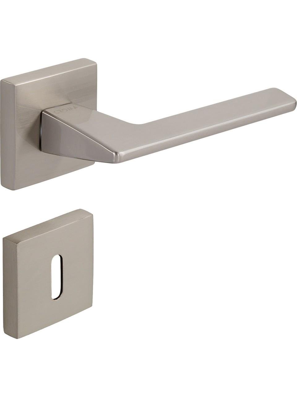 ÇEBİ Nikel Saten Croma Via-S Kare Rozetli Banyo Kapı Kolu (115110103703)