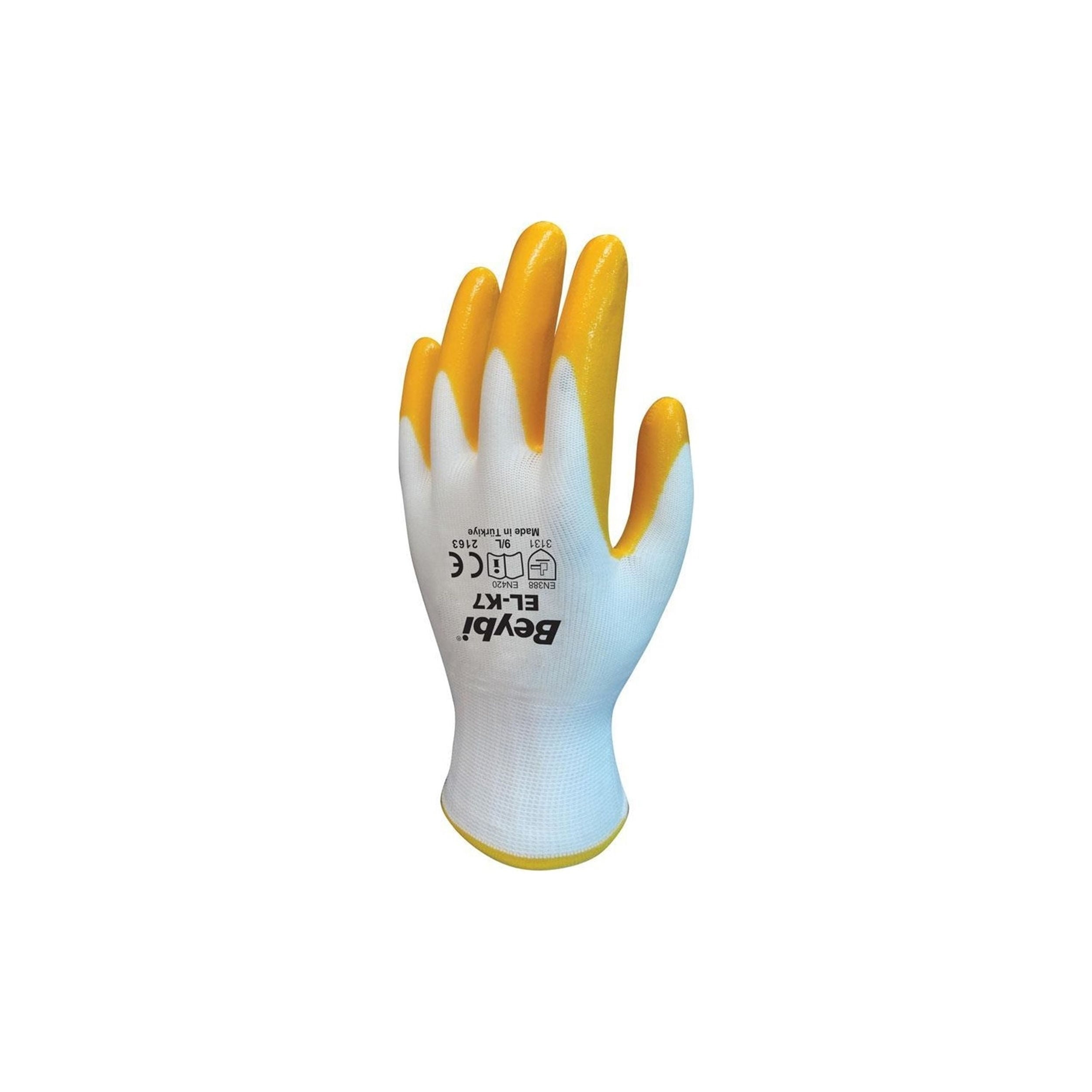 Beybi Sarı Naylon 9 Numara Nitril Eldiven (150.01.BK02)