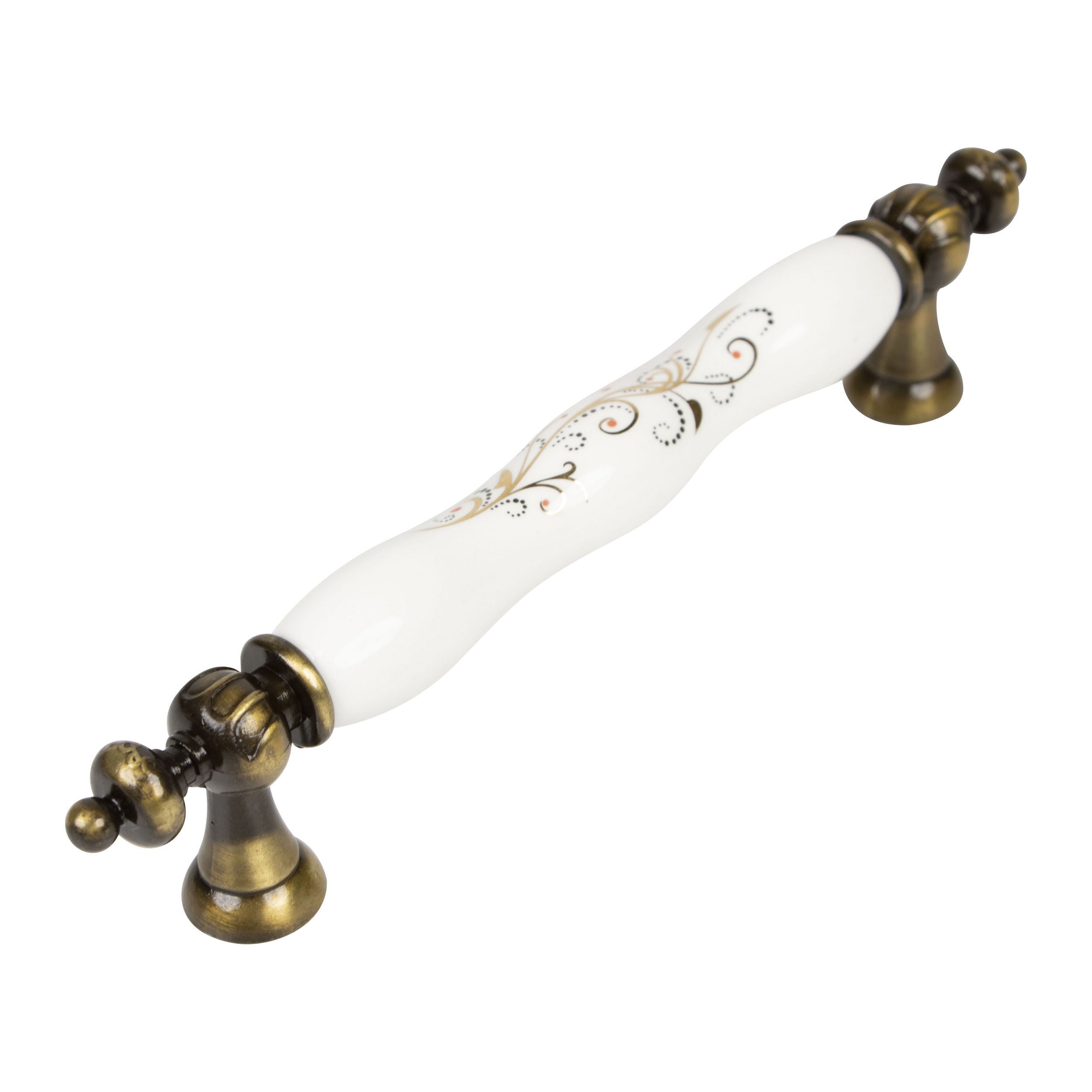 Tomurcuk Fırça Antik 165 Nolu Desenli 128 mm 1670 Serisi Porselen Çekme Mobilya Kulbu (1670-41-128-165)