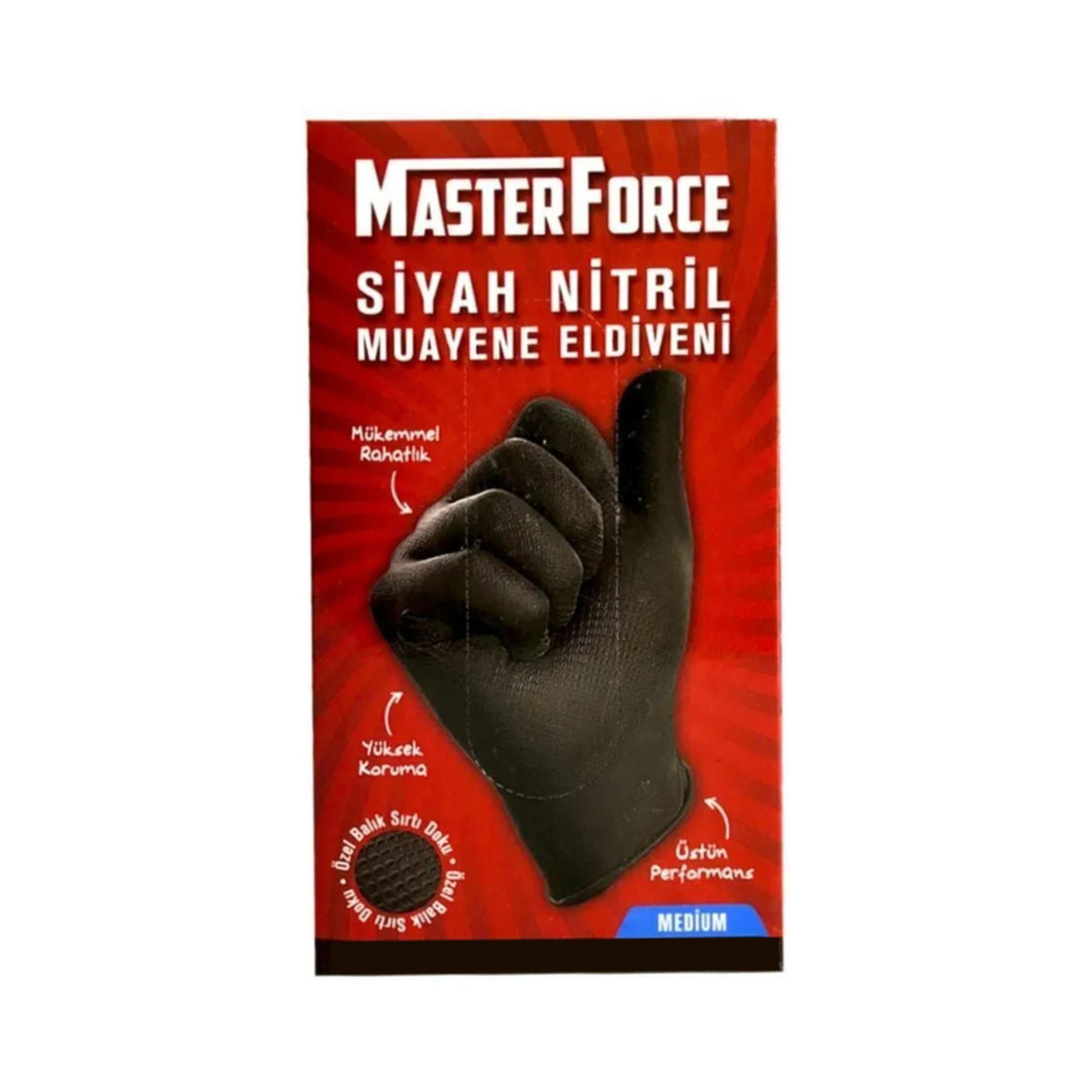 Master Force Siyah M Beden Nitril Muayene Eldiveni (204.02.FR02)