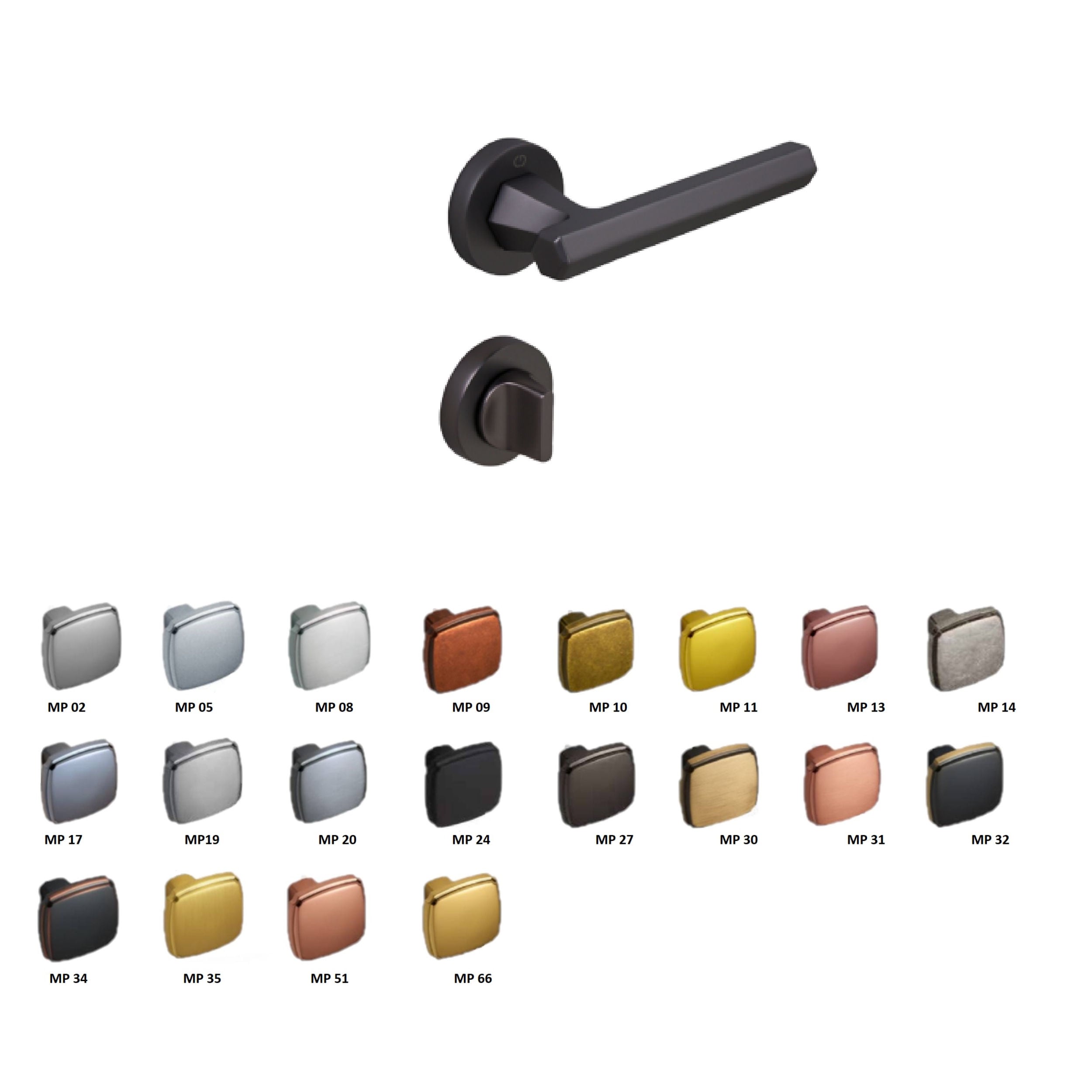 ÇEBİ Mat Siyah Rozetli Thor Banyo Kapı Kolu MP24 (A51089191124)