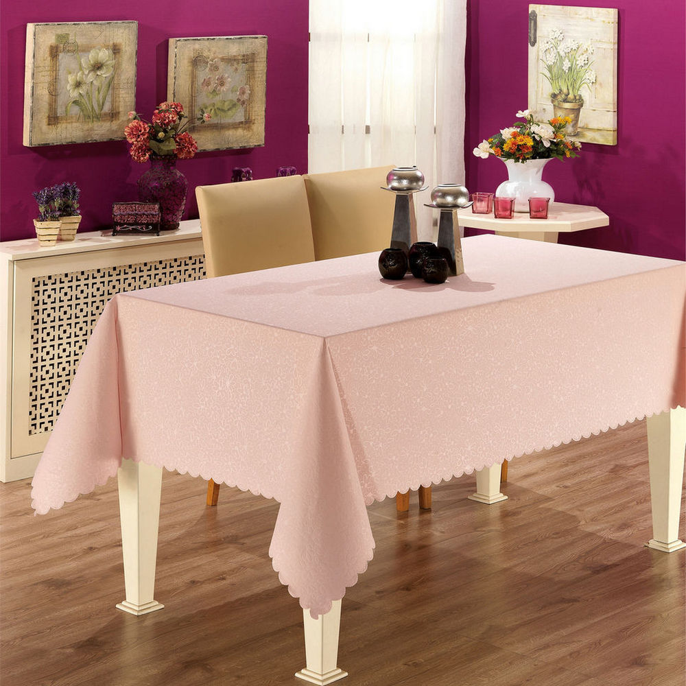 Afeks Home Pudra 150x150 cm Gofre Baskılı Polyester Masa Örtüsü (AFEKSHOME.20018)