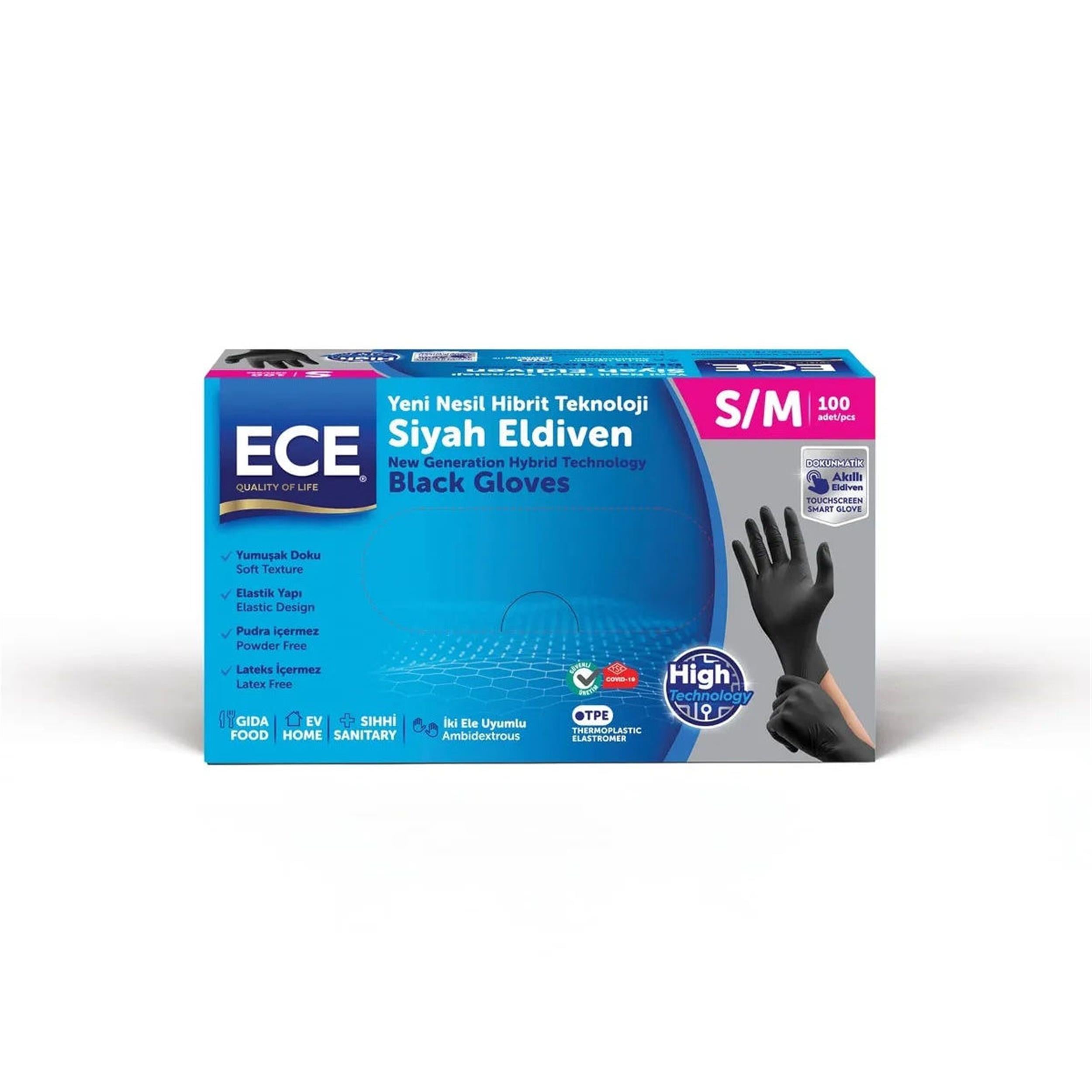 ECE Siyah PE S-M Bedel Eldiven (100 Adet) (ECE.ETZ-507)