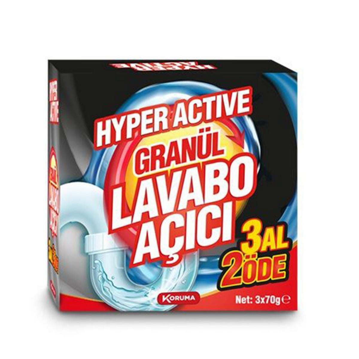 Hyper Active 3x70 Gr. Granür Lavabo Açıcı (EG-047139)