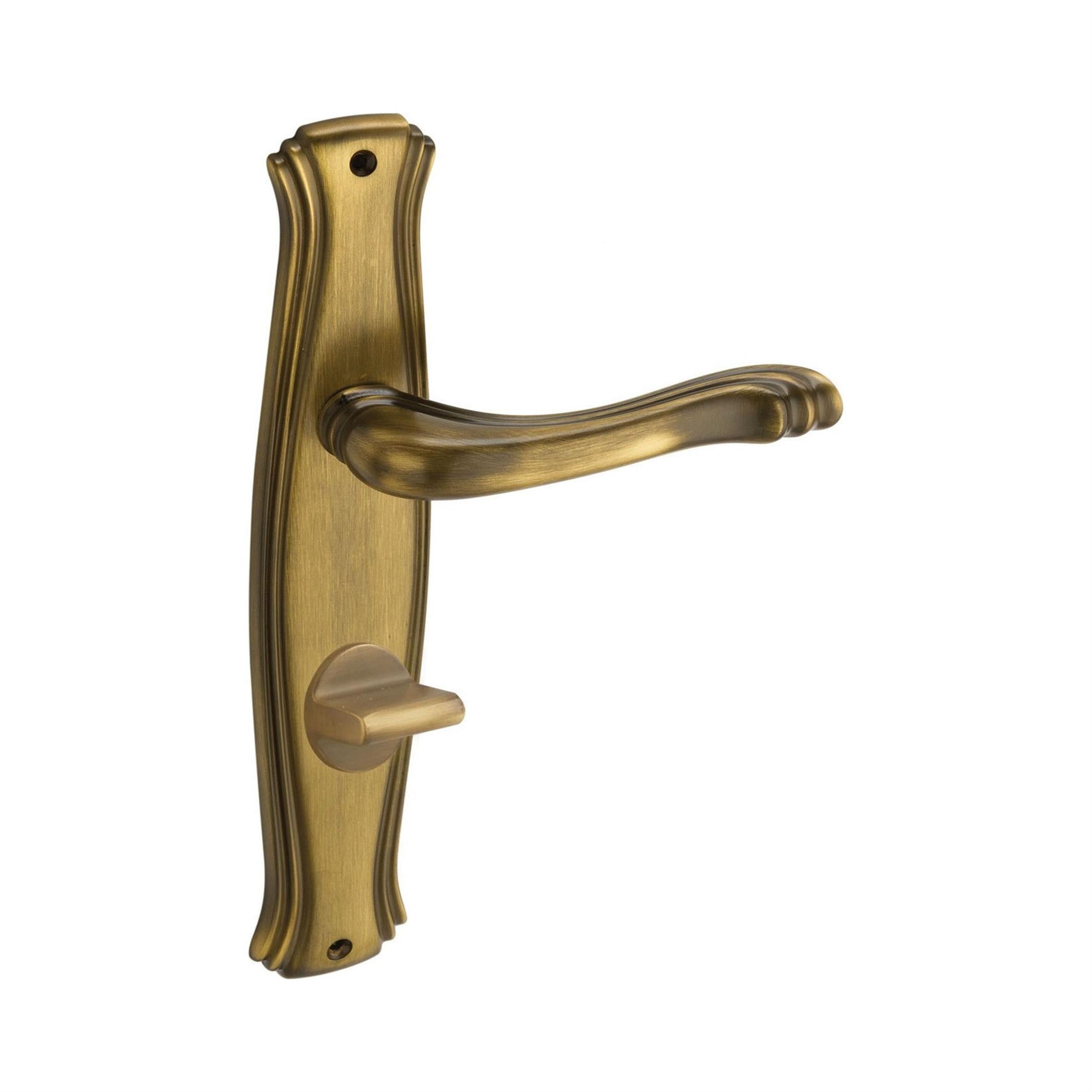 System Bronz Antik Saten Victoria Aynalı Banyo Kapı Kolu (HA129PL14W MAB)