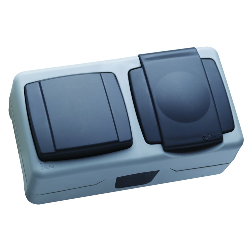 Makel IP 55 Nemli Yer Sıva Üstü İkili Anahtar + Topraklı Priz (MAKEL.36064207)