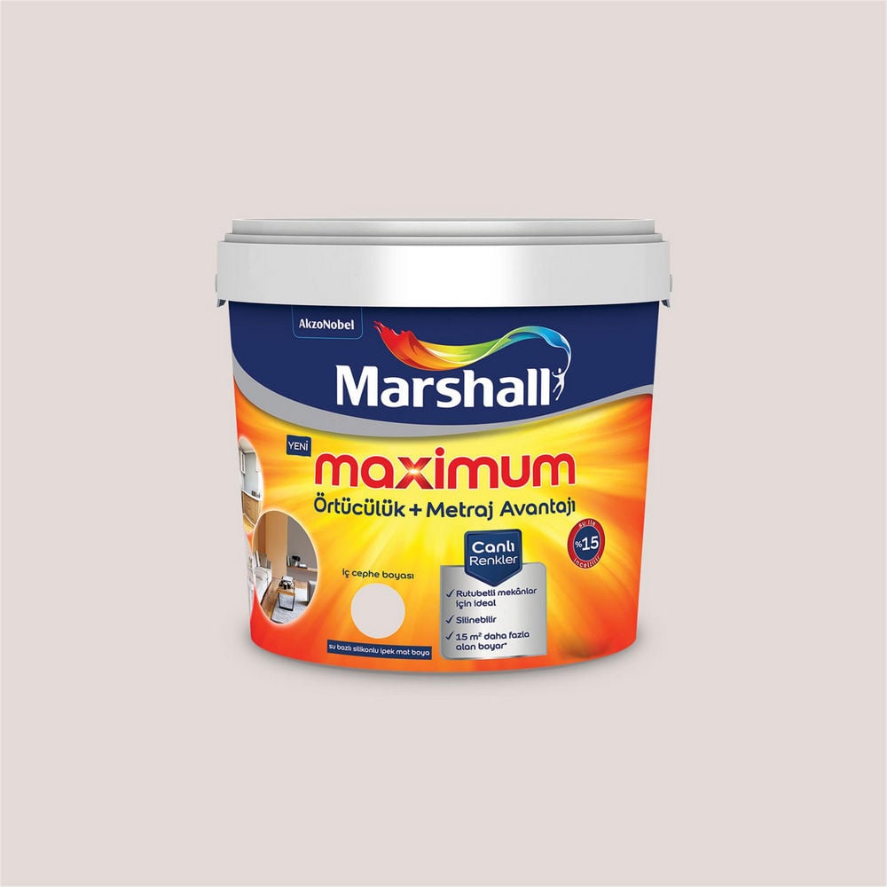 Marshall 90RR 73/027 2,5 Litre Maximum Su Bazlı Silikonlu İpek Mat İç Cephe Boyası (MARSHALL.5309483)