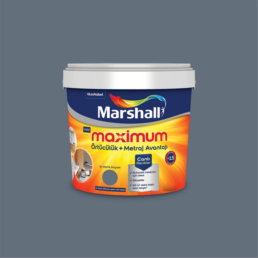Marshall Füme 2,5 Litre Maximum Su Bazlı Silikonlu İpek Mat İç Cephe Boyası (MARSHALL.5309486)