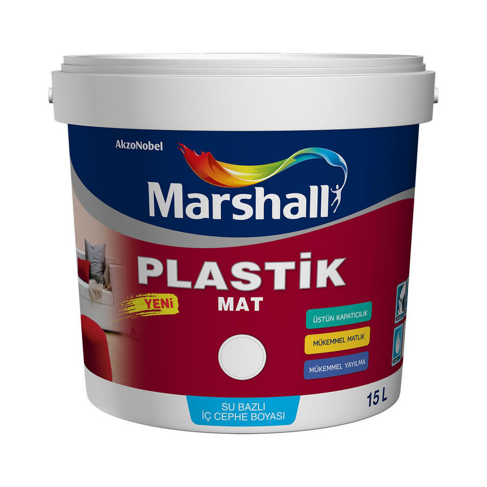 Marshall Siyah 2,5 Litre Plastik Mat Silinebilir İç Cephe Boyası (MARSHALL.5600530)