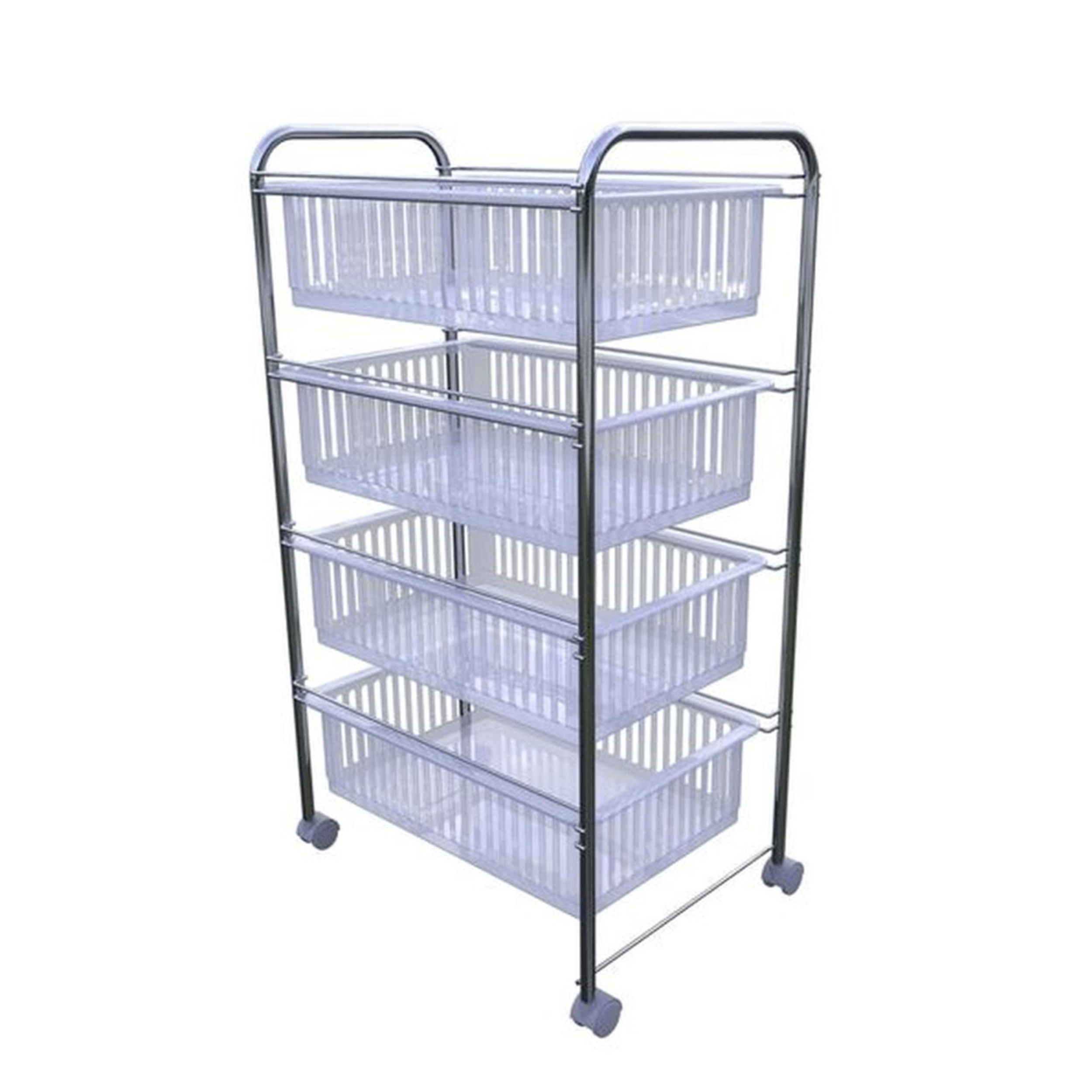 Metaltex Krom Nikel 4 Katlı Plastik Çekmeceli Mobil Raf (METALTEX-M604345)