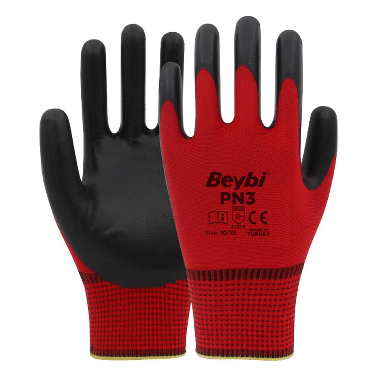 Beybi Kırmızı Siyah 10 Numara PN3 Eldiven (NİT.PLY.PN3.KRMZ10)