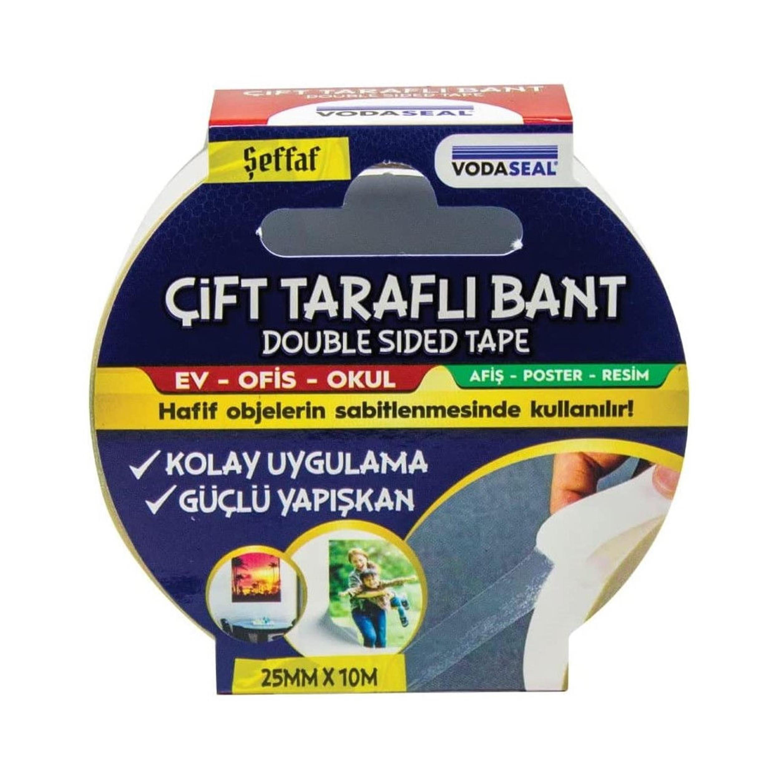 Vodaseal Şeffaf 25 mm 10 Metre Çift Taraflı Filmik Bant (NM-ÇTB2510)