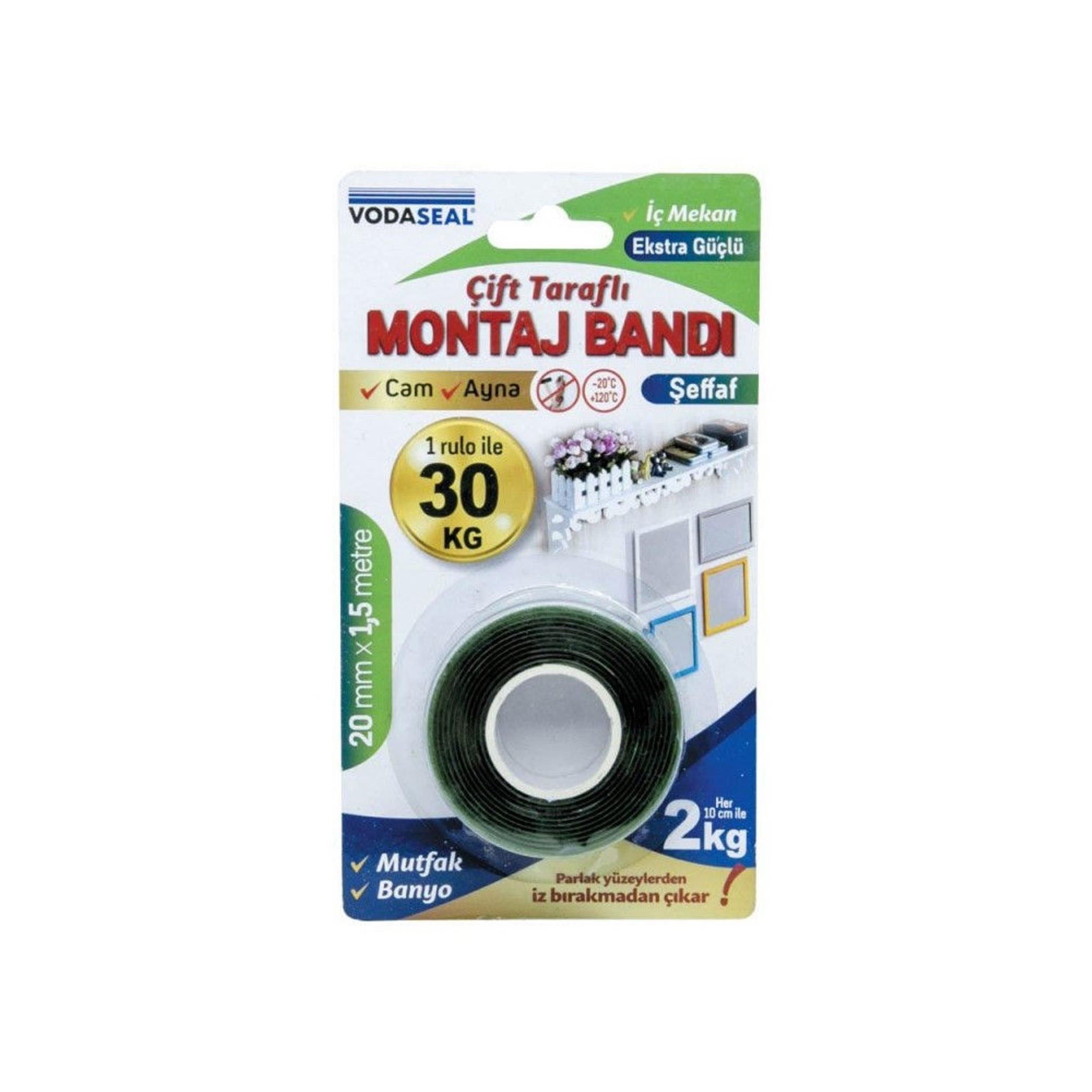 Vodaseal Gri 20 mm 1,5 Metre Çift Taraflı Köpük Montaj Bandı (NM-KMB2015)