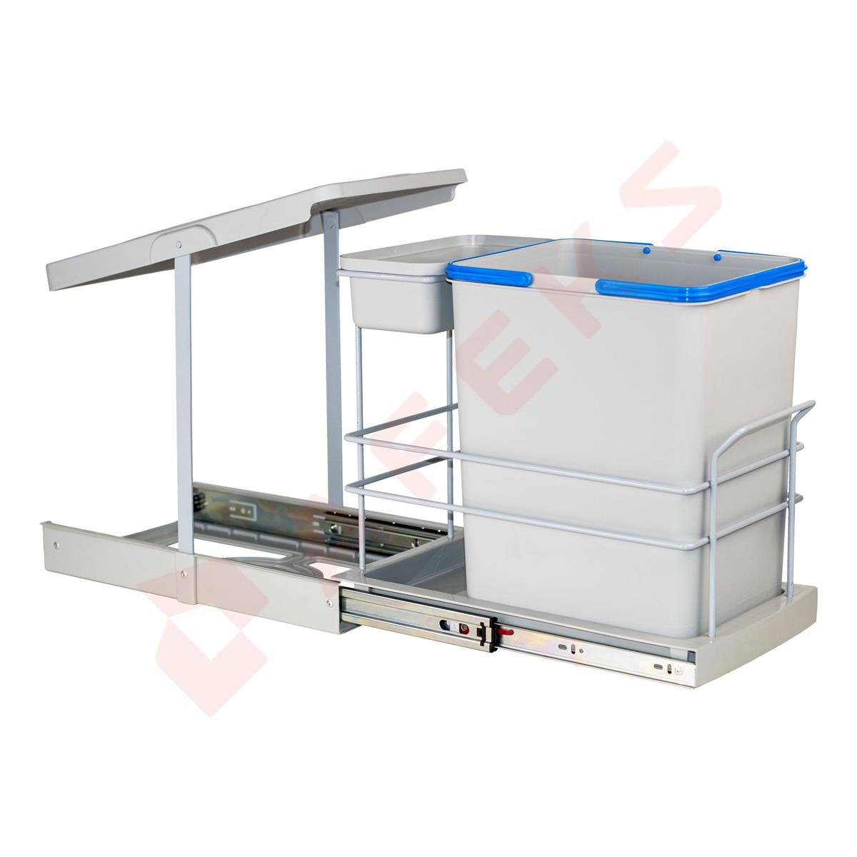 Pyramith Gri 16+1 Litre Teleskopik Raylı Çöp Kovası (P-9154)