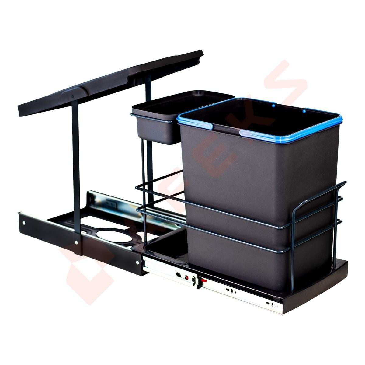 Pyramith Antrasit 16+1 Litre Teleskopik Raylı Çöp Kovası (P-9155)