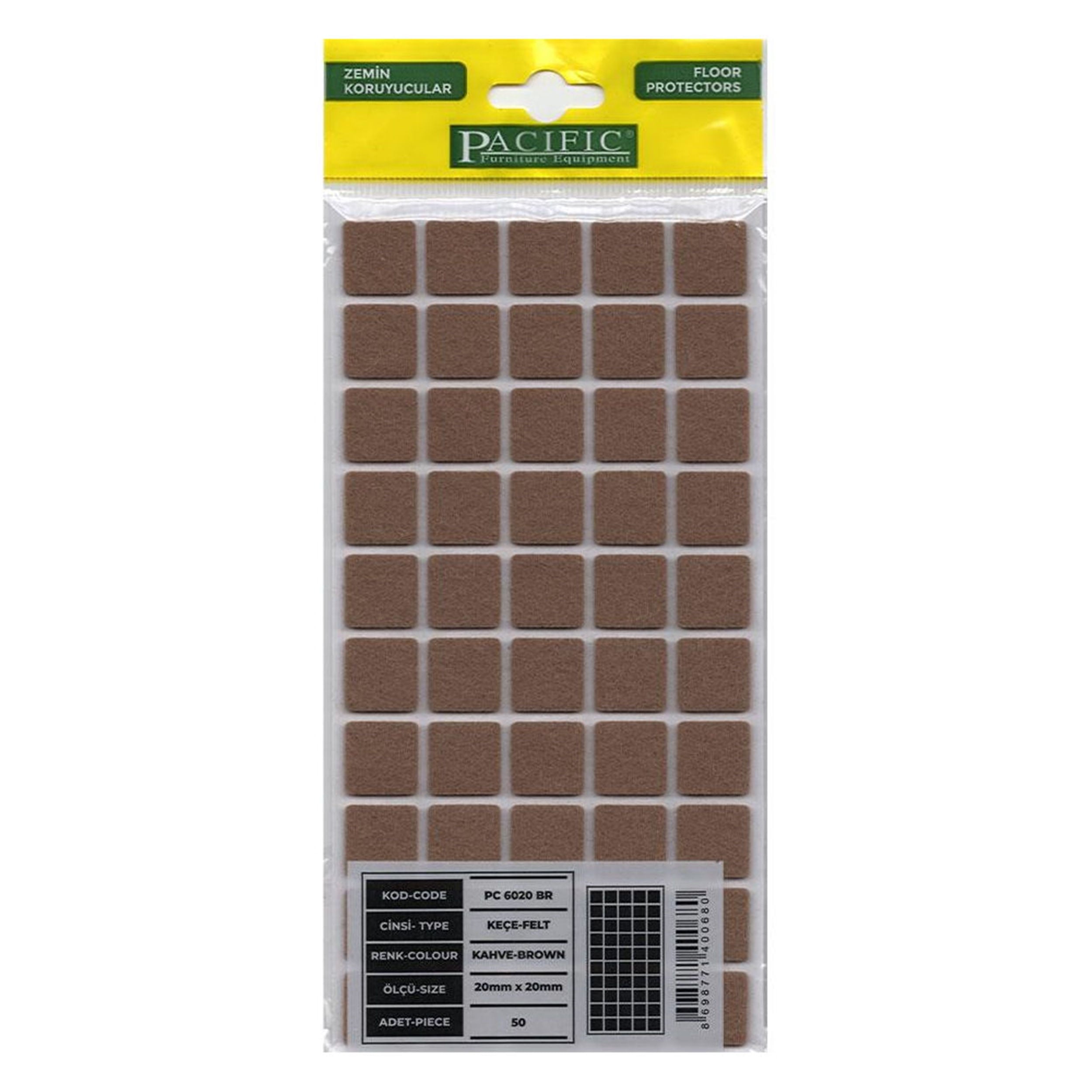 Pacific Kahve Rengi 20x20 mm Keçe (PACIFIC.PC6020BR)