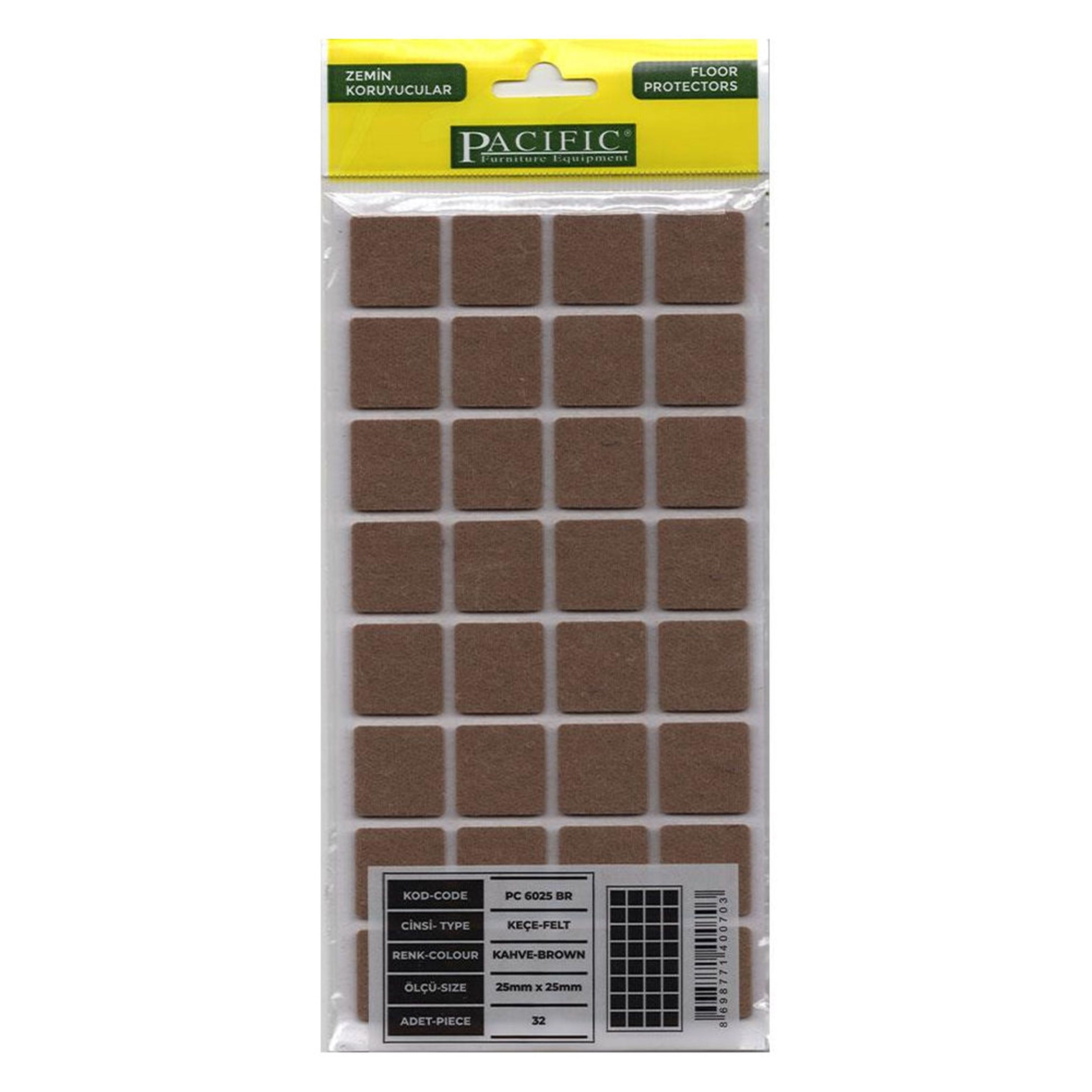 Pacific Kahve Rengi 25x25 mm Keçe (PACIFIC.PC6025BR)