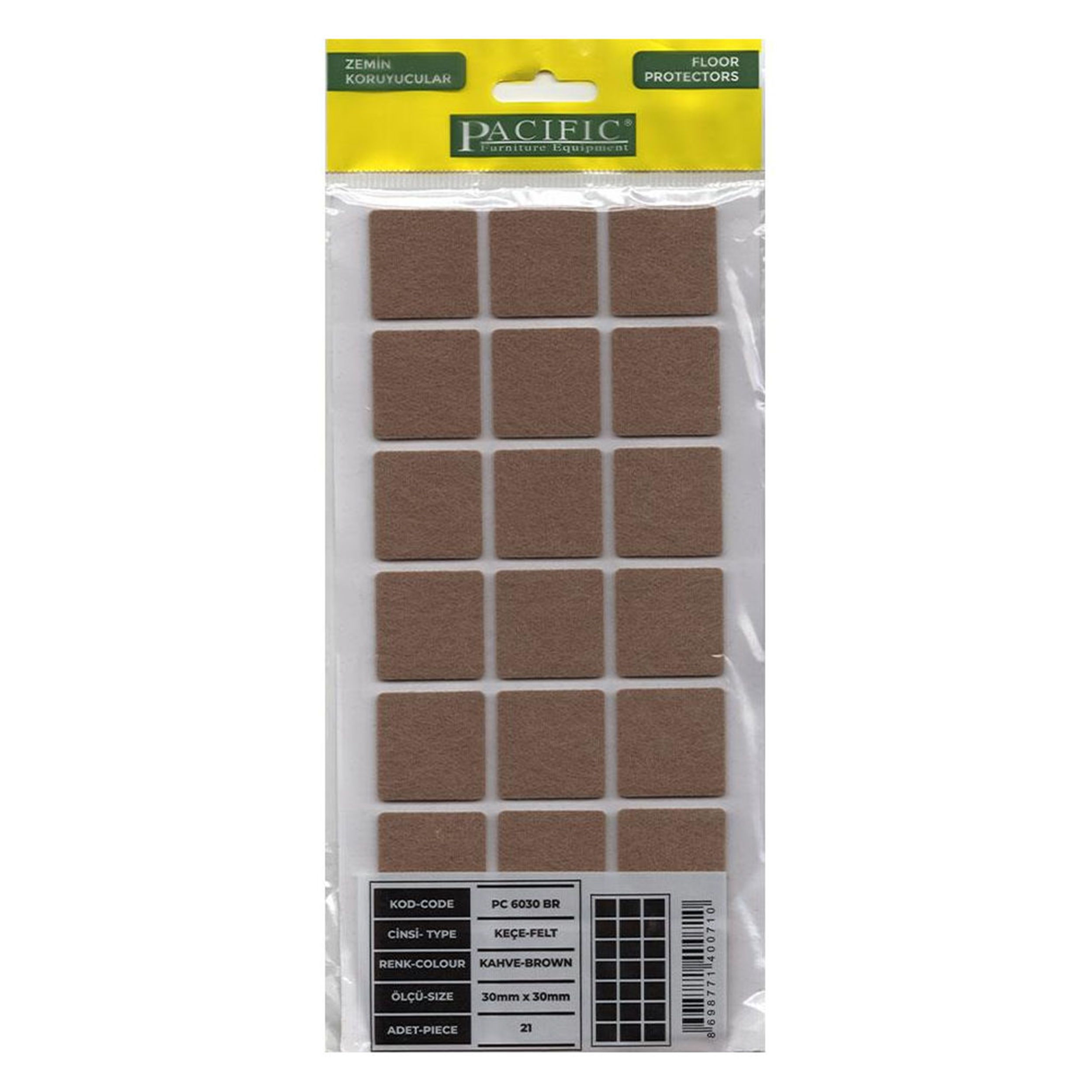 Pacific Kahve Rengi 30x30 mm Keçe (PACIFIC.PC6030BR)