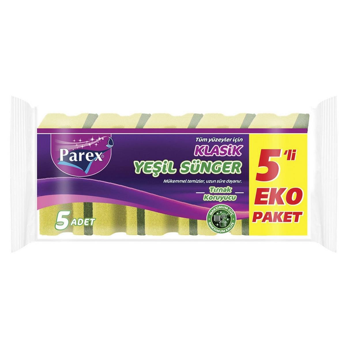 Parex Yeşil Klasik Oluklu Bulaşık Süngeri (5 Adet) (PAREX.2107292)