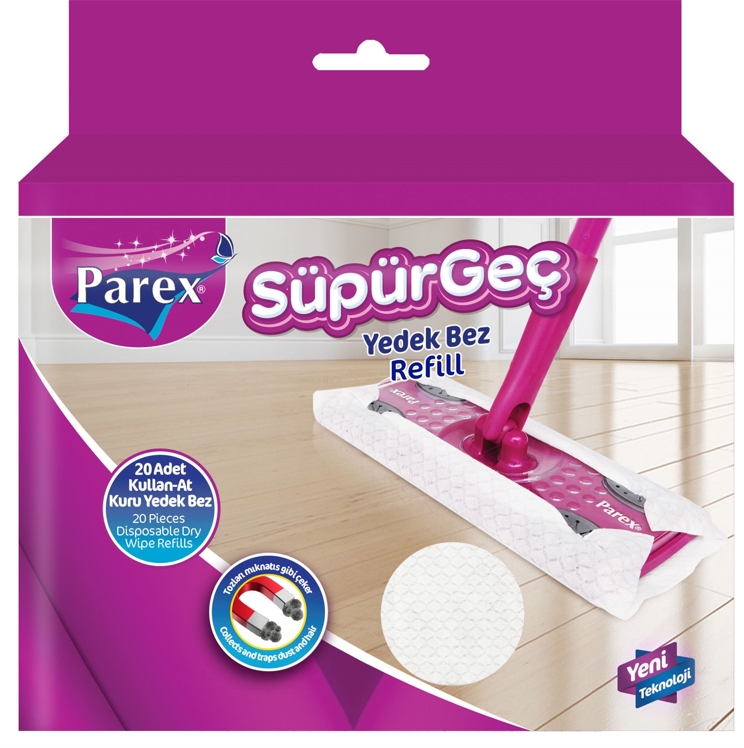 Parex Orta Boy Süpürgeç Kuru Yedek Bez (20 Adet) (PAREX.1909623)