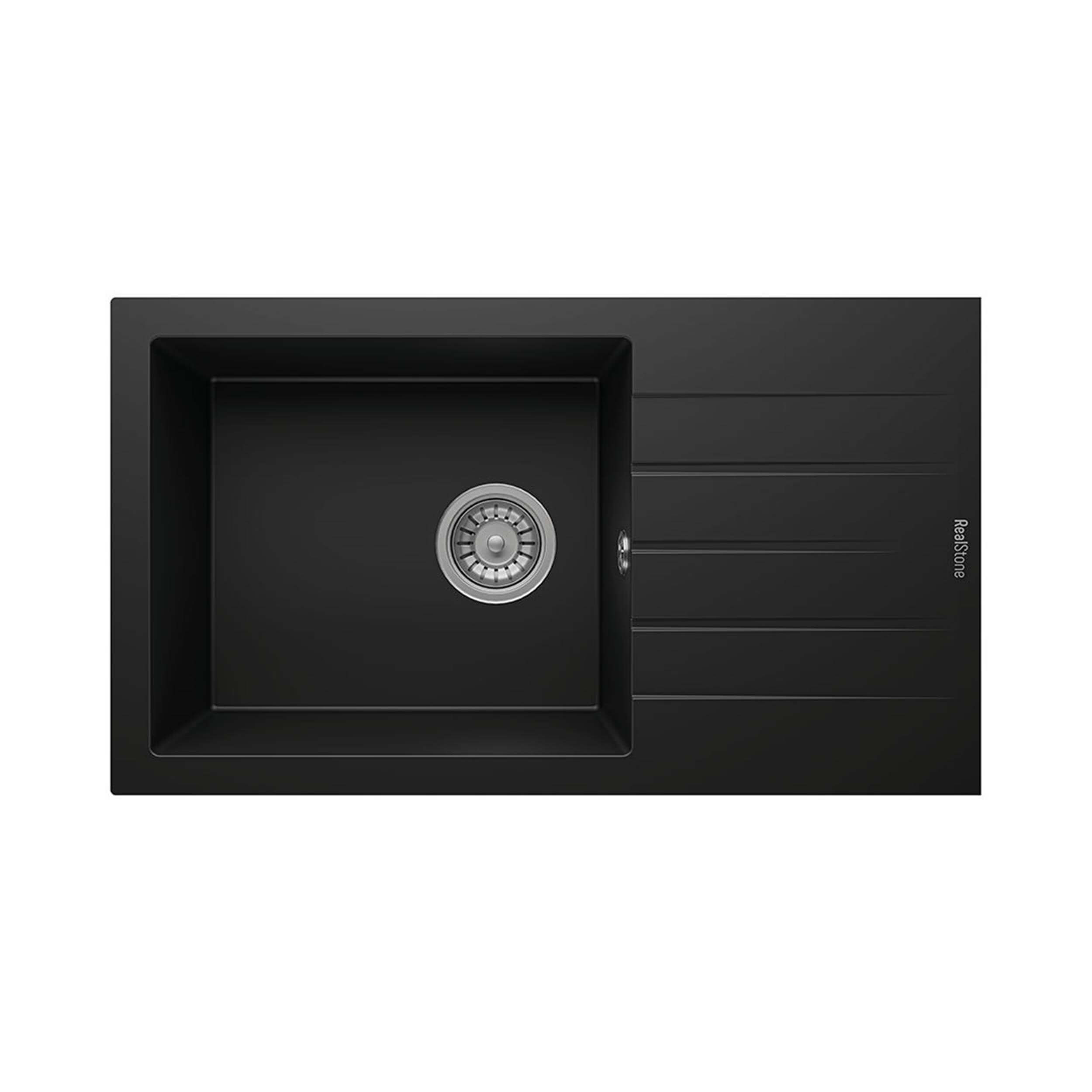 Real Stone Assos 76 XL Siyah Tek Gözlü Granit Eviye (REALSTONE.P-010-S)