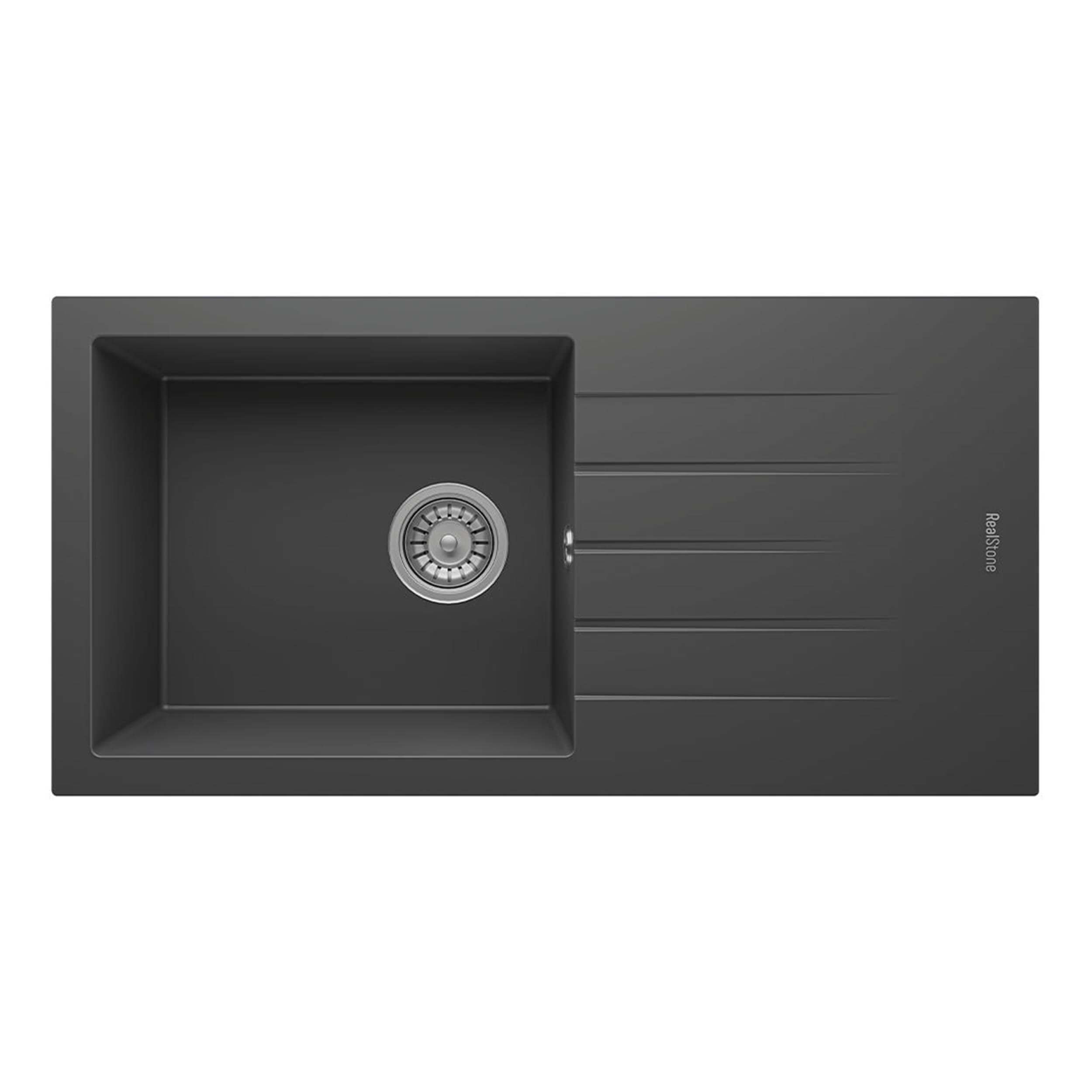 Real Stone Assos 86 XL Antrasit Tek Gözlü Granit Eviye (REALSTONE.P-011-A)