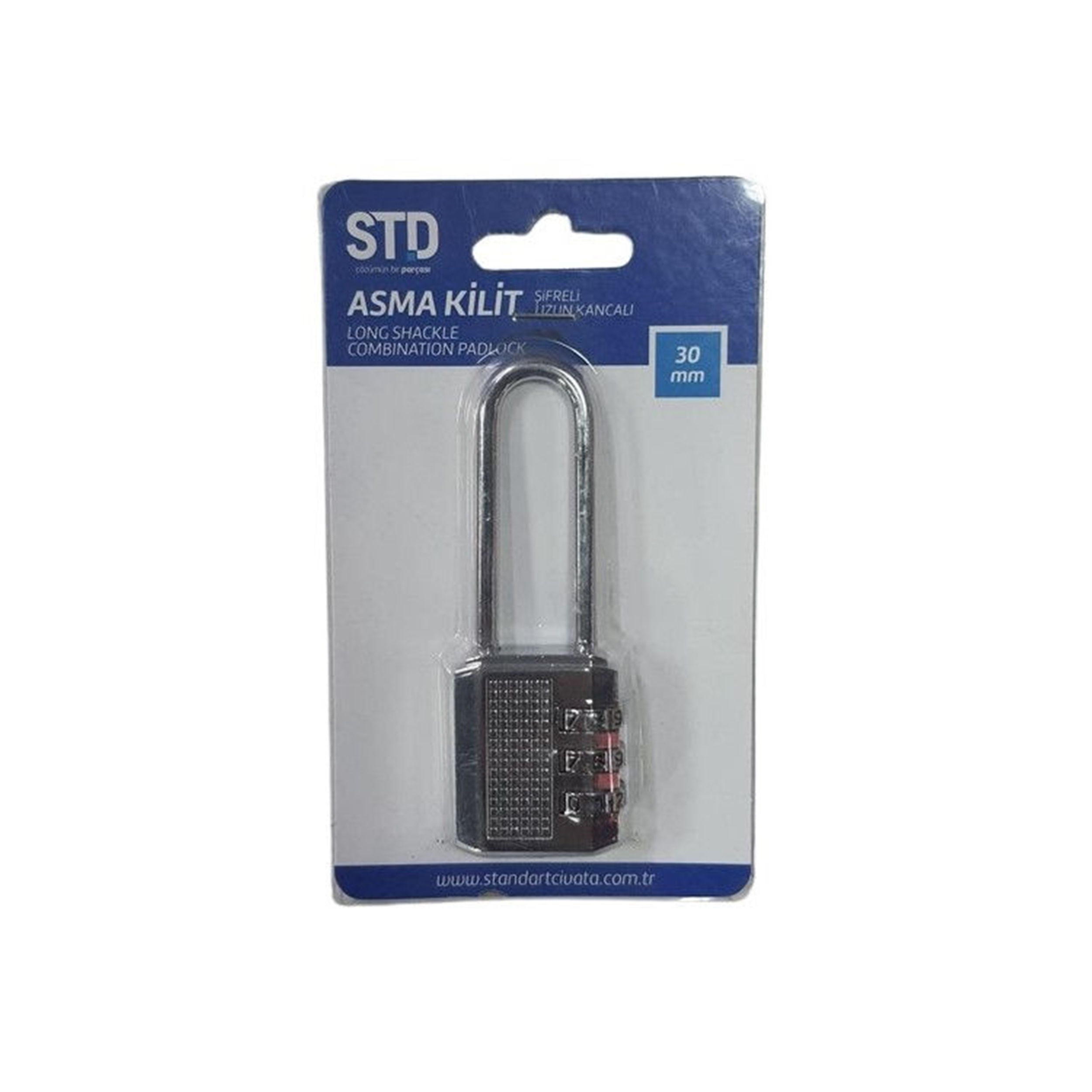 STD 30 mm Şifreli Uzun Kancalı Asma Kilit (STD.964323800)