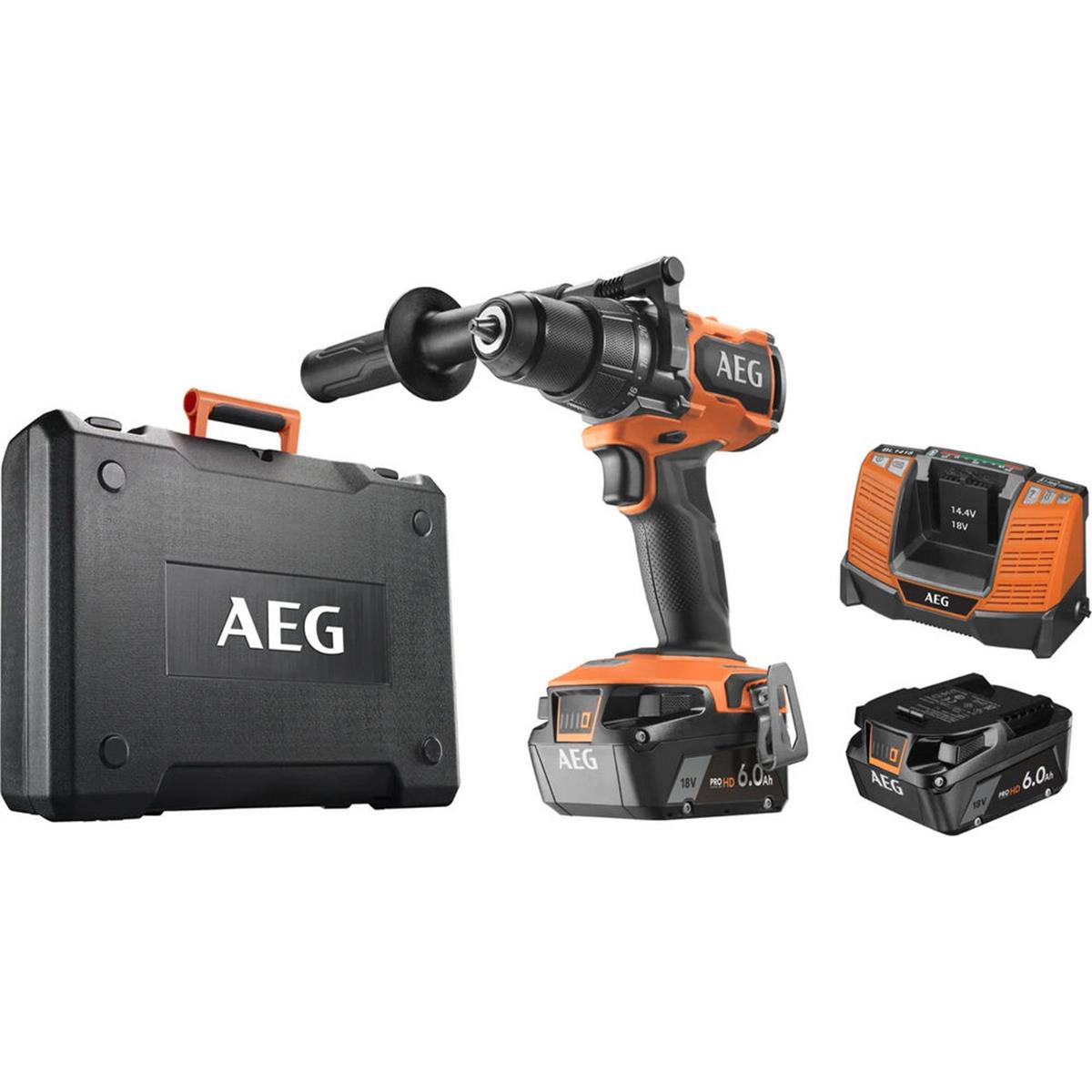 AEG BSB18BL2-602K 6 Ah Çift Akülü Darbeli Matkap (T4935481043)