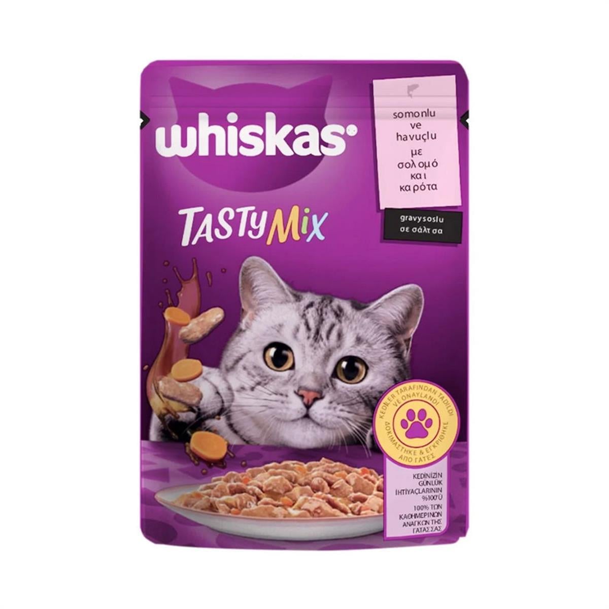 Whiskas 85 Gr. Pouch Tasty Mix Somonlu - Havuçlu Paket Yaş Mama (WHISKAS.443030)