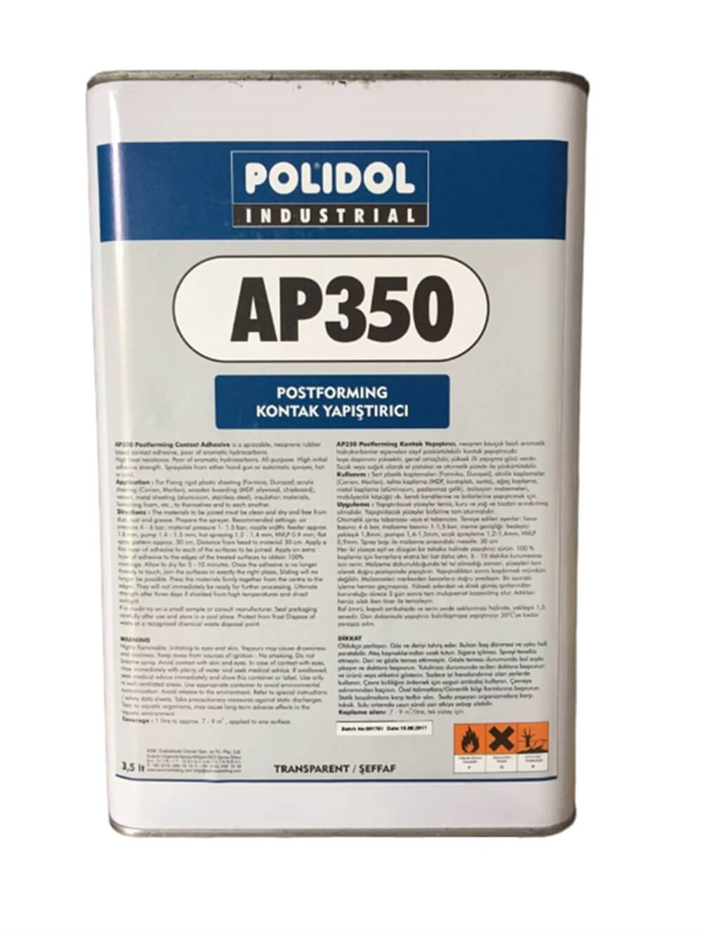 Polidol Şeffaf 3,5 Litre Endüstriyel AP350 Laminant Yapıştırıcısı  (153POAFAAP350T3) | Afeks Yapı Market