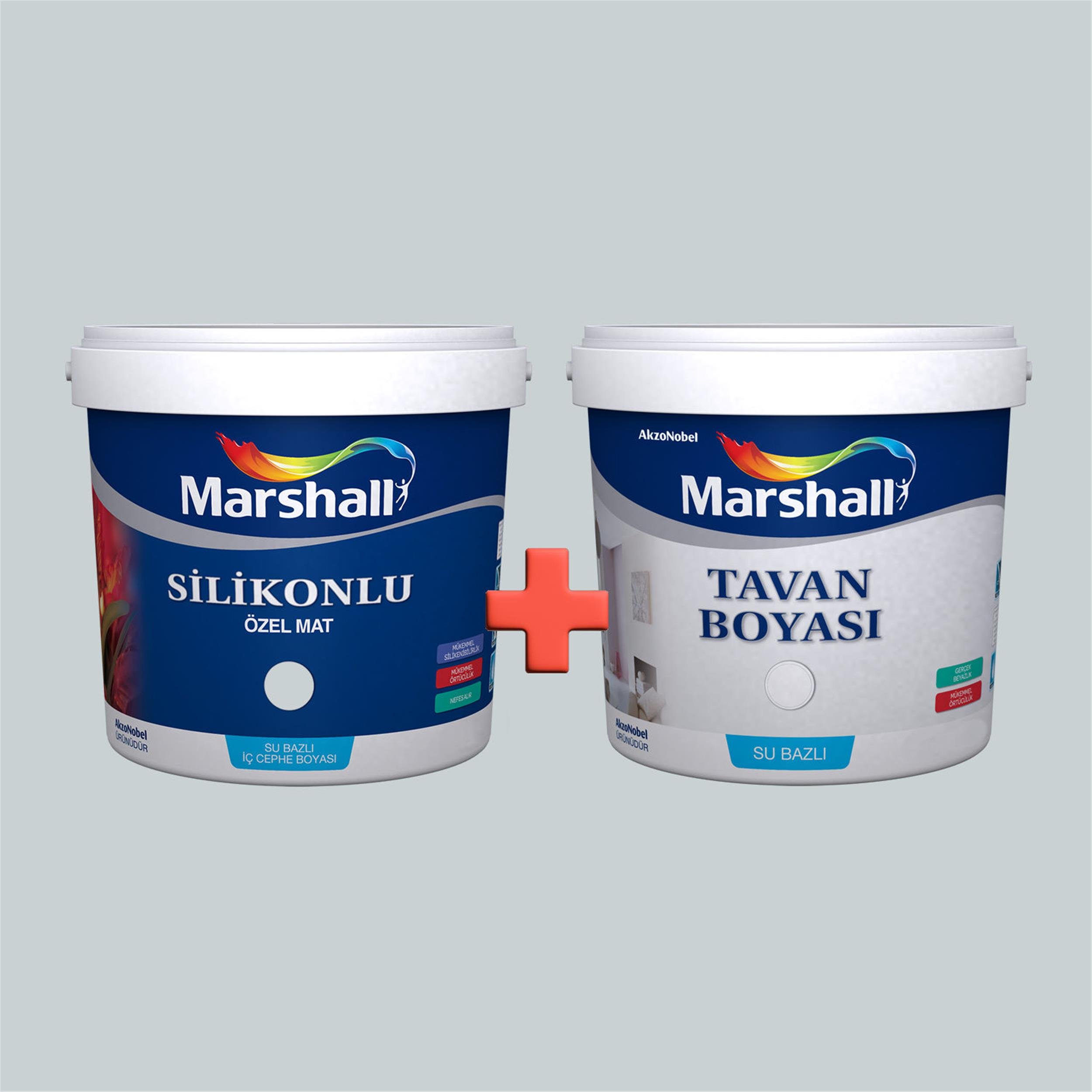 Marshall 50BG 64/028 15 Litre Silikonlu Özel Mat Su Bazlı İç Cephe Boyası +  10 Kg Ultra Beyaz Tavan Boyası Seti (2000000558) | Afeks Yapı Market