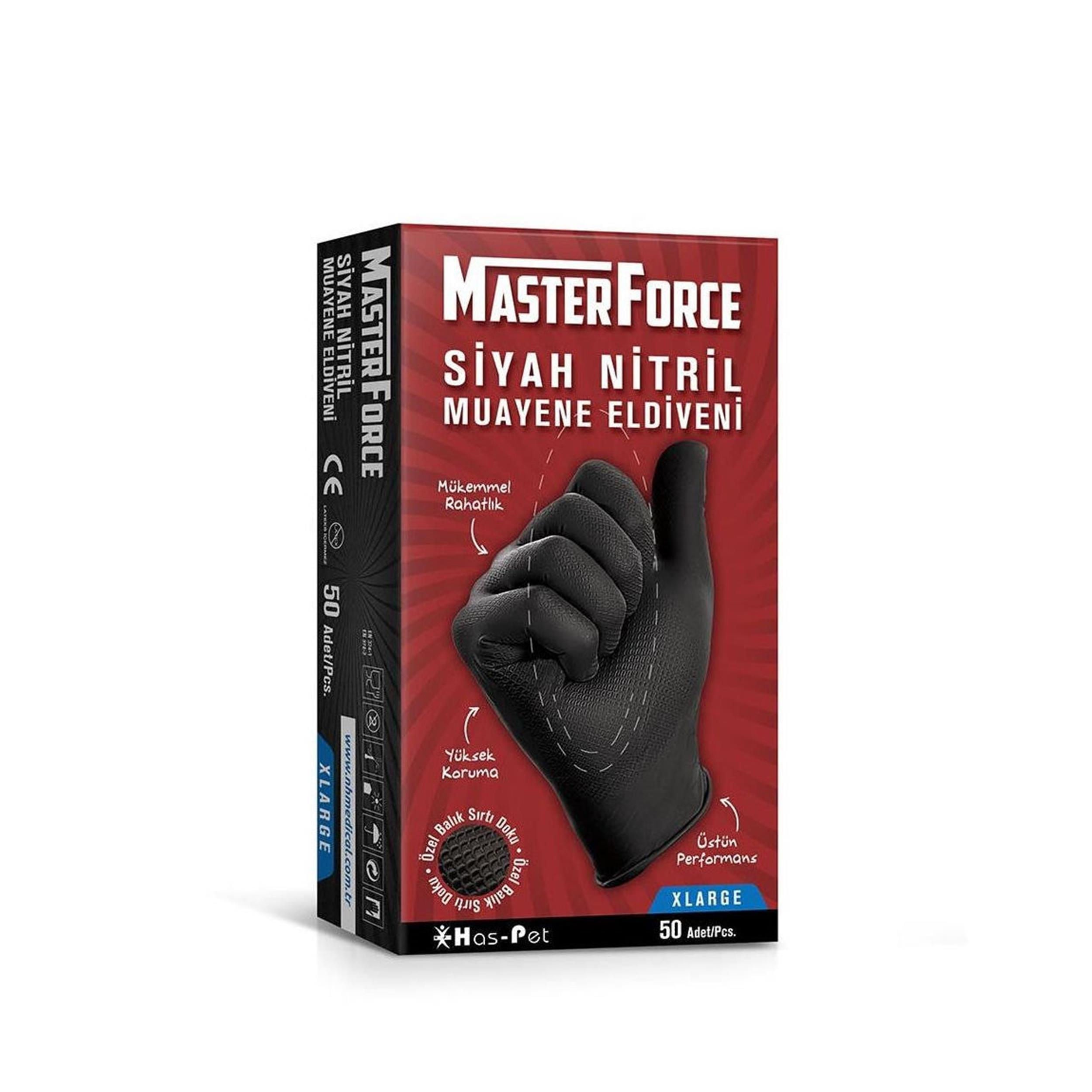 Master Force Siyah XL Beden Nitril Muayene Eldiveni (204.02.FR04)