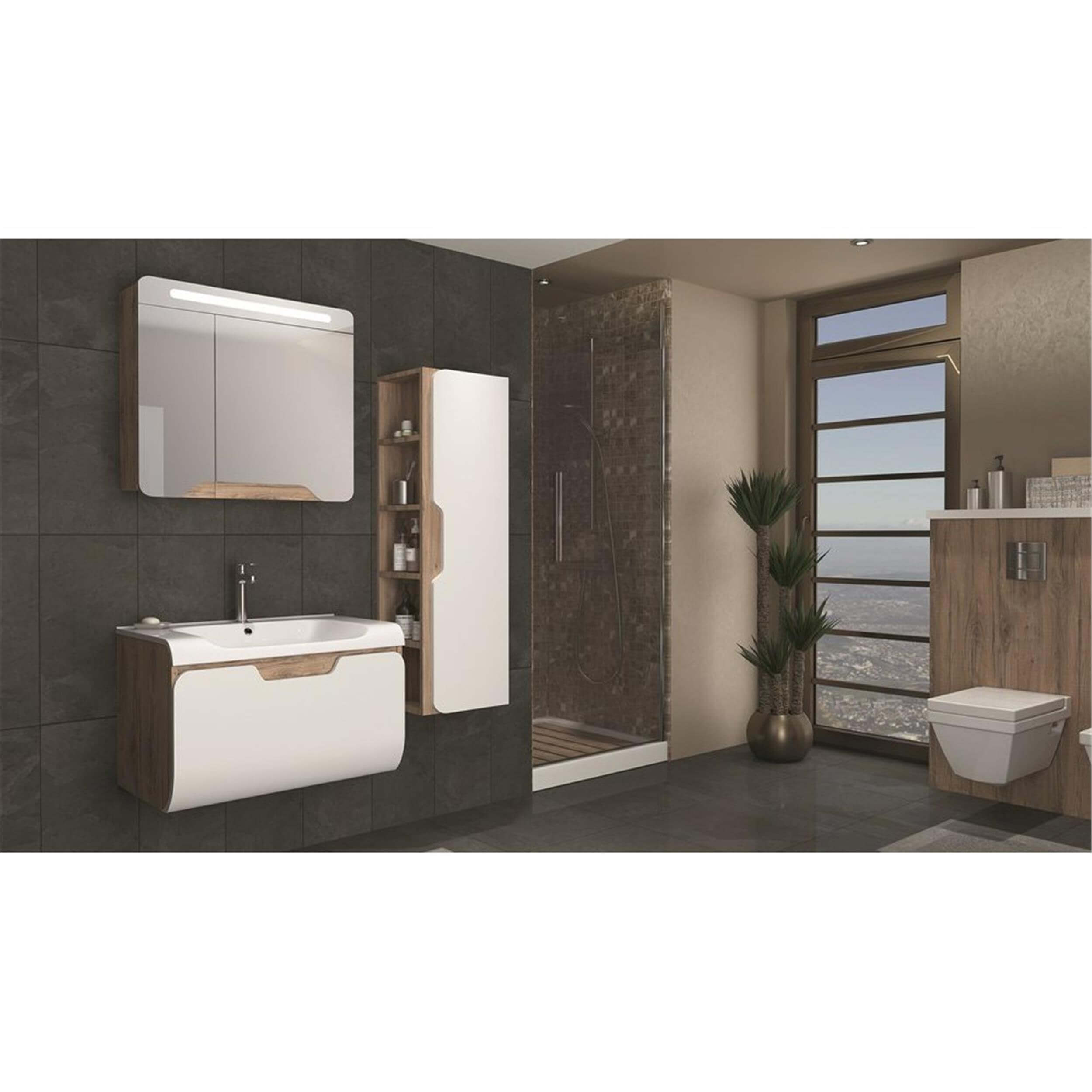 Aquanil Dorado Beyaz 80 cm Tales Banyo Dolabı Takımı (41200020028)