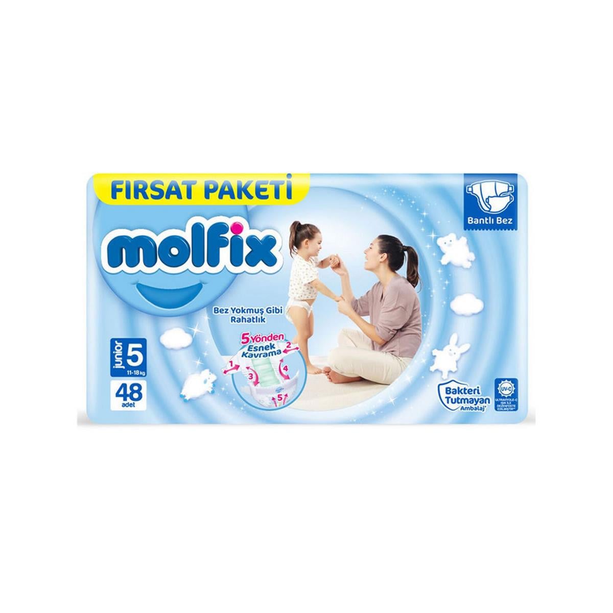Molfix Junior 5 Numara Fırsat Paketi Bebek Bezi (48 Adet) (50001698)