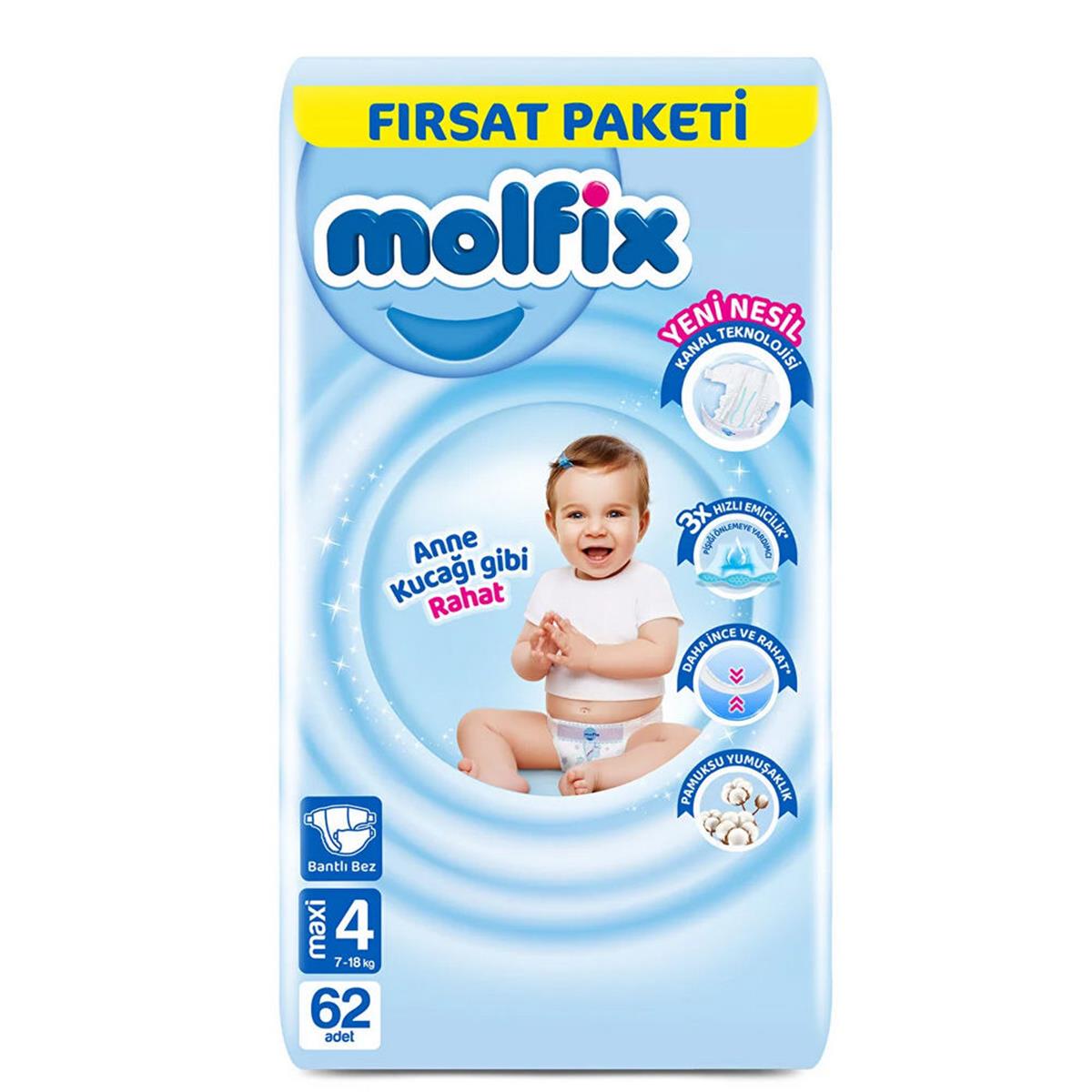 Molfix Maxi 4 Numara Fırsat Paketi Bebek Bezi (62 Adet) (50001699)