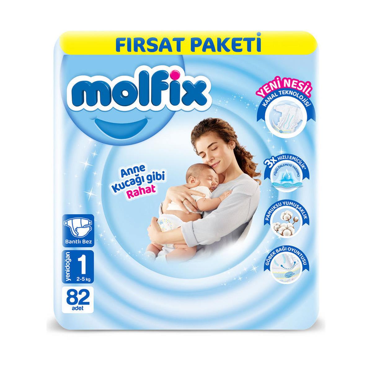 Molfix Yeni Doğan 1 Numara Fırsat Paketi Bebek Bezi (82 Adet) (50001720)