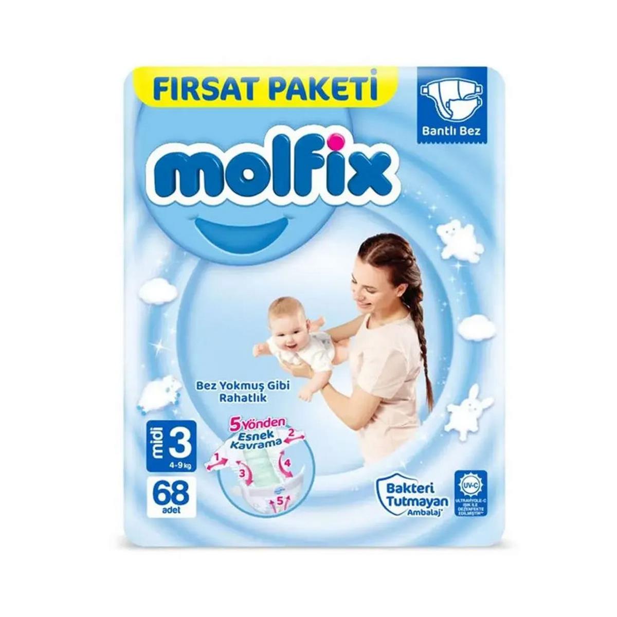 Molfix Midi 3 Numara Fırsat Paketi Bebek Bezi (68 Adet) (50001729)