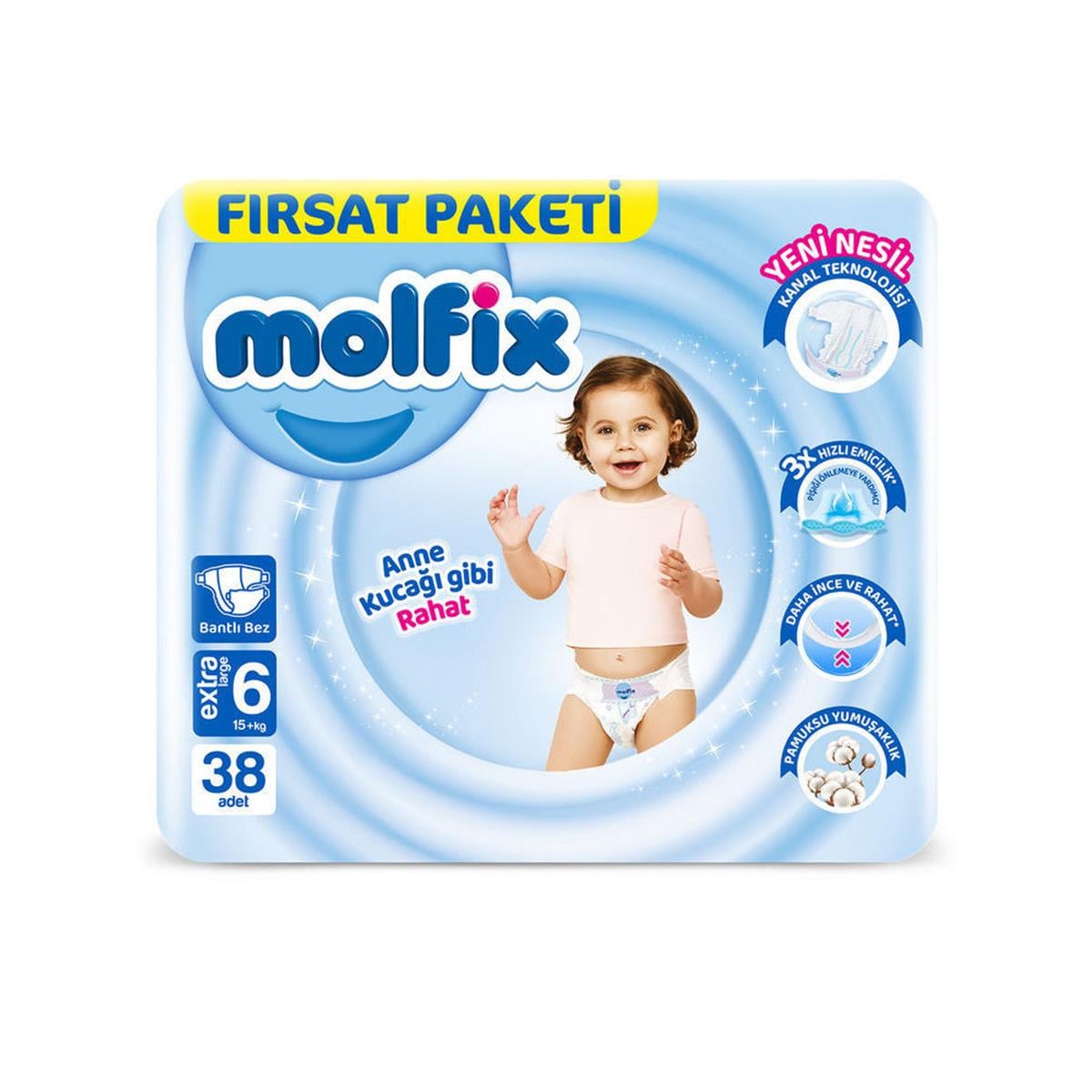 Molfix Extra Large 6 Numara Fırsat Paketi Bebek Bezi (38 Adet) (50001734)