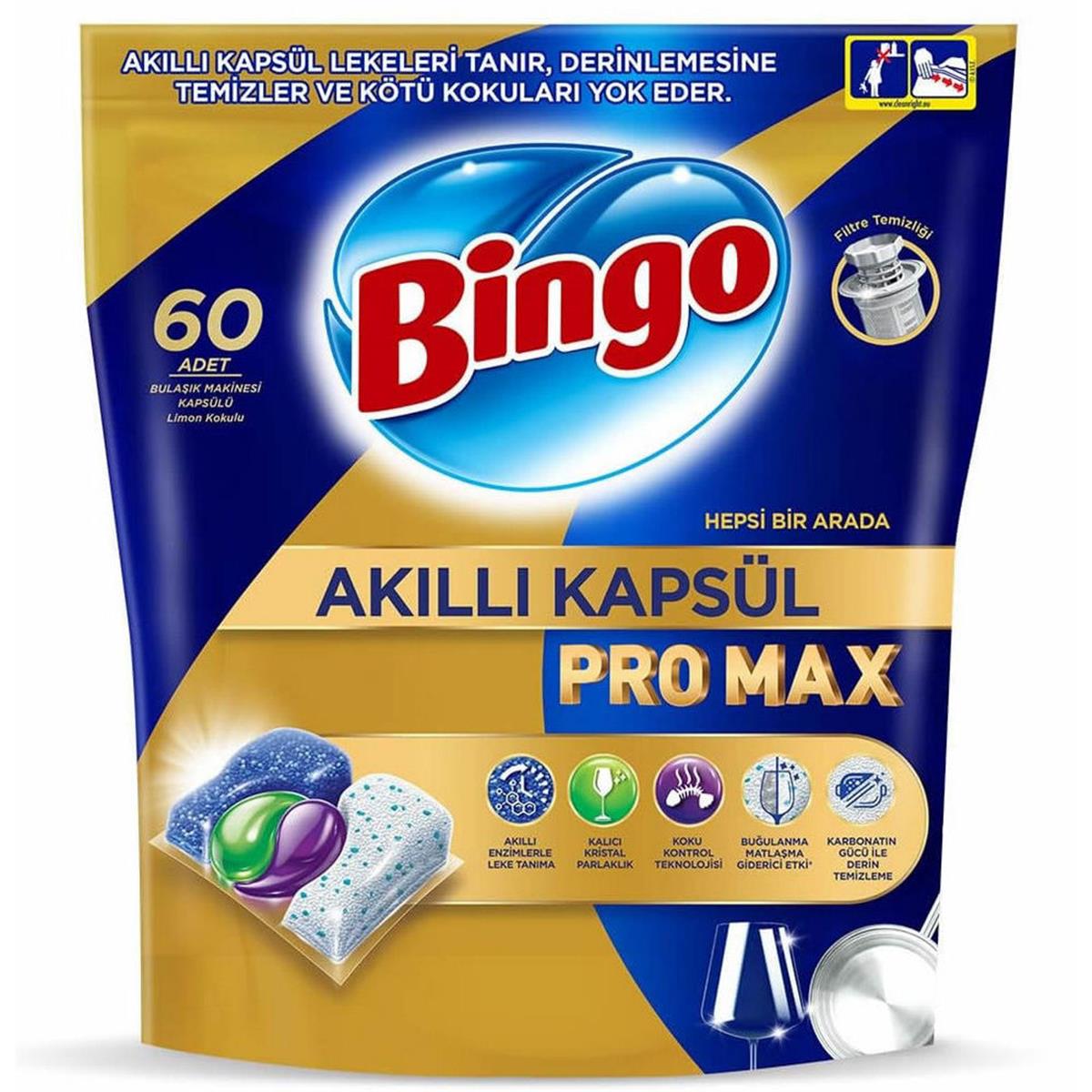 Bingo Akıllı Kapsül Pro Max Bulaşık Makinesi Deterjanı Tableti (60 Adet) (50003523)