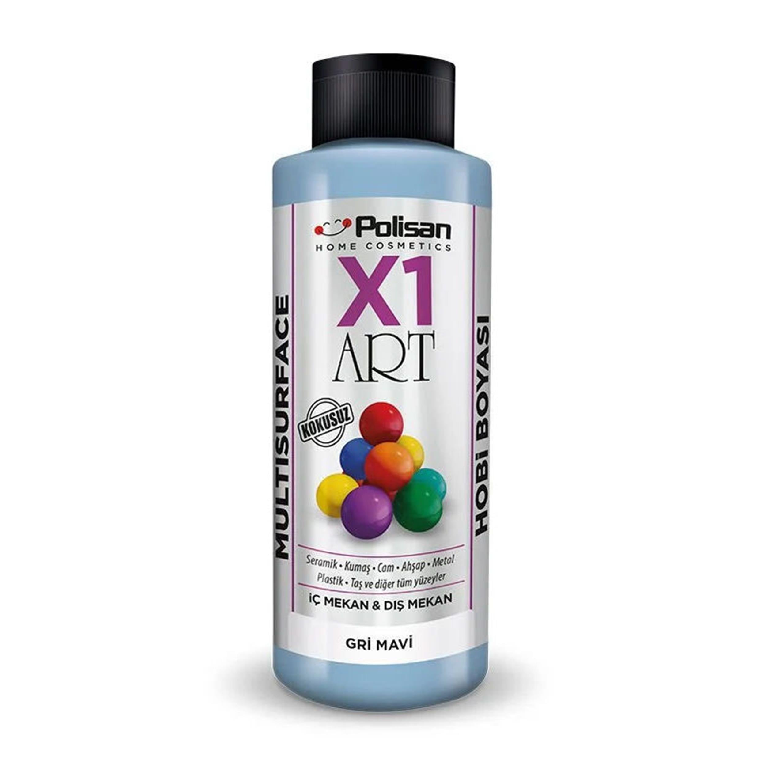 Polisan Gri Mavi 120 Ml. X1 Art Multisurface Hobi Boyası (98600610200)
