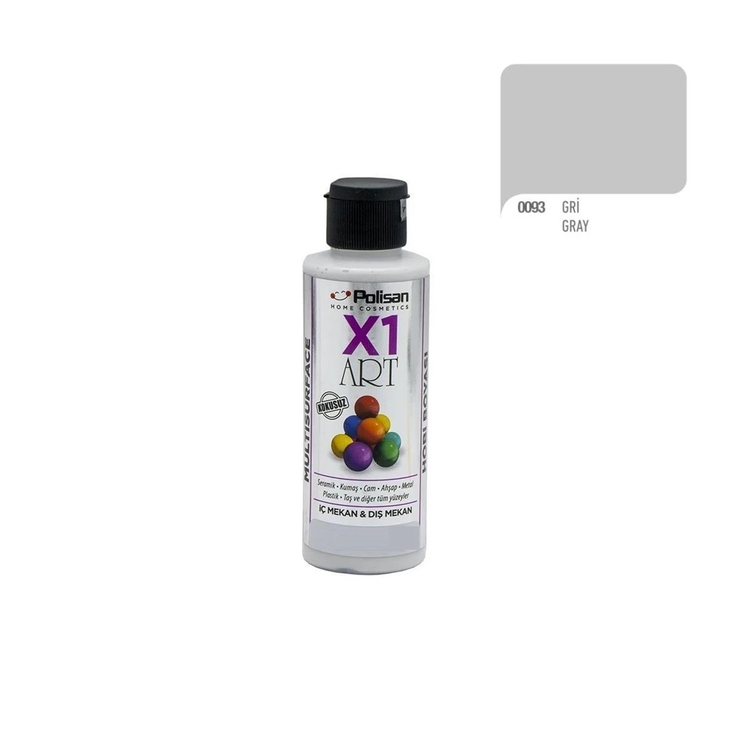Polisan Gri 120 Ml. X1 Art Multisurface Hobi Boyası (98600930200)